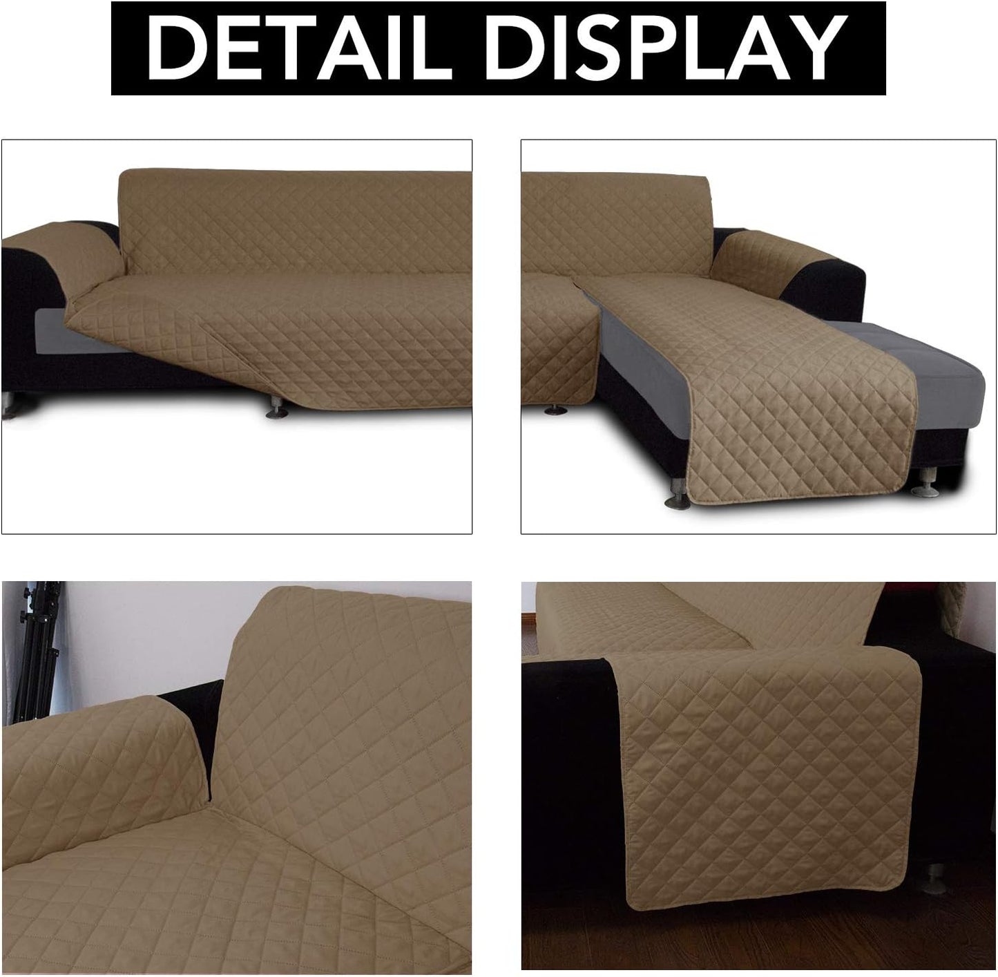 Easy-Going Sofa Slipcover L Shape Sofa Cover Sectional Couch Cover Furniture Protector Mat for Pets Dog Cat (X-Large,Camel/Camel)