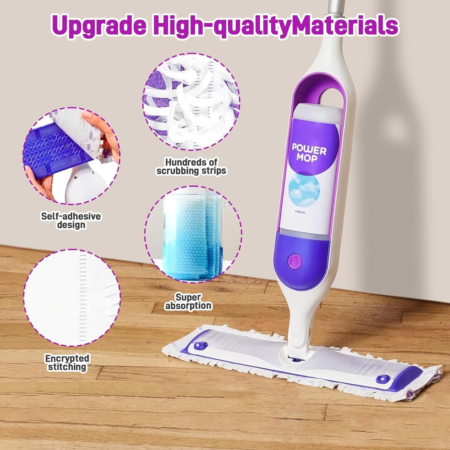 30 Pack Power Mop Pads Refills Compatible with Swiffer Power Mop Refills,Disposable Microfiber Replacement Pads for Swiffer Wet Pads Refill,Non-Washable & Unscented