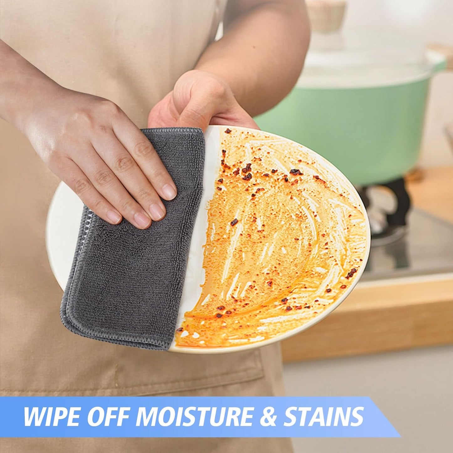 KinHwa Kitchen Washcloths for Dishes Absorbent Microfiber Dish Cloths Quick Dry Dish Rags with Poly Scour Scrub Side Ideal for Kitchen Cleaning (Gray, 12inchx12inch 18 Pack)