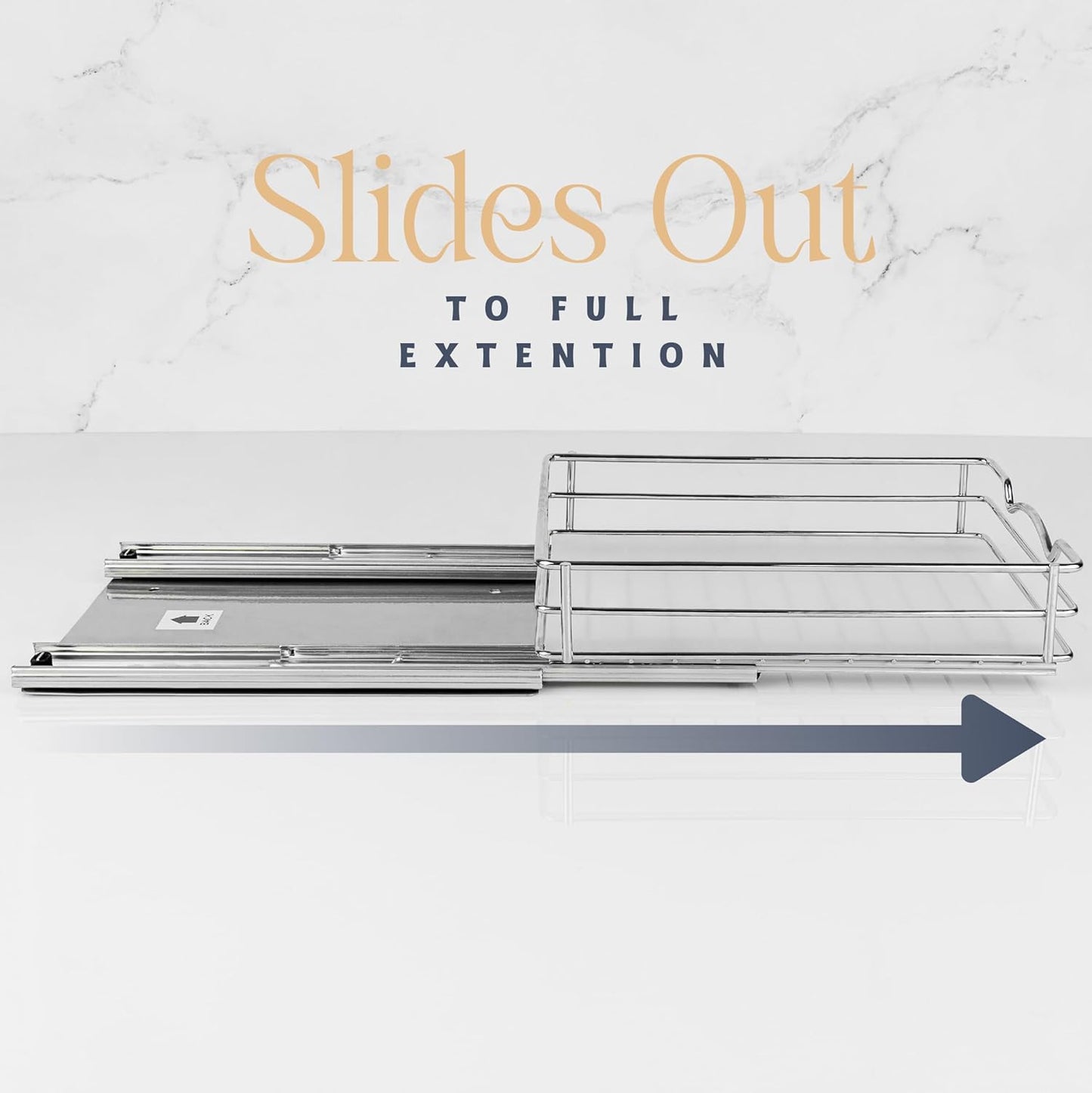 Pull Out Cabinet Organizer for Spices, Cans - Heavy Duty with Lifetime Limited Warranty- Pull Out Spice Rack- Cabinet Pull Out Shelf for Cans,Dishes, Etc, 8-3/8"W x 10-3/8"D x 2-1/8H, Chrome