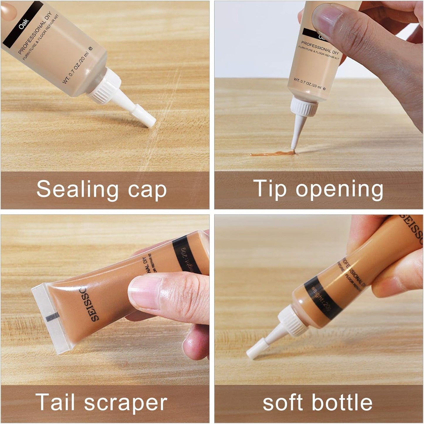 SEISSO Furniture Repair Kit 50 Pcs, 24 Colors Wood Fillers, Wood Paint, Wood Repair Kit, Wood Touch up Fillers Repair Scratches, Discoloration, Cracks, Stains, for Wooden Tables, Cabinet, Floors, Door