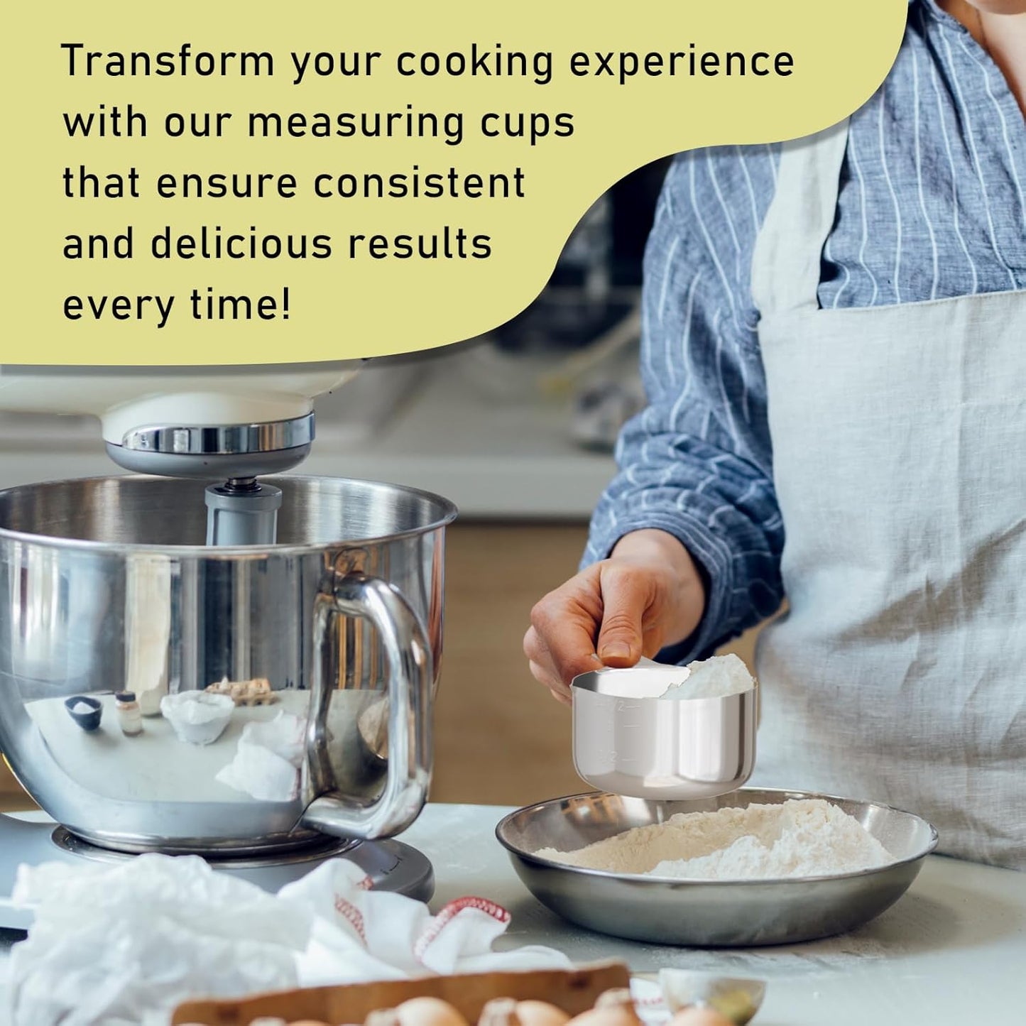 1PCS 1-1/2Cup (360ml, 12oz) Single Measuring Cup, Stainless Steel Measure Scoop, Metric and US Measurement, Dishwasher Safe