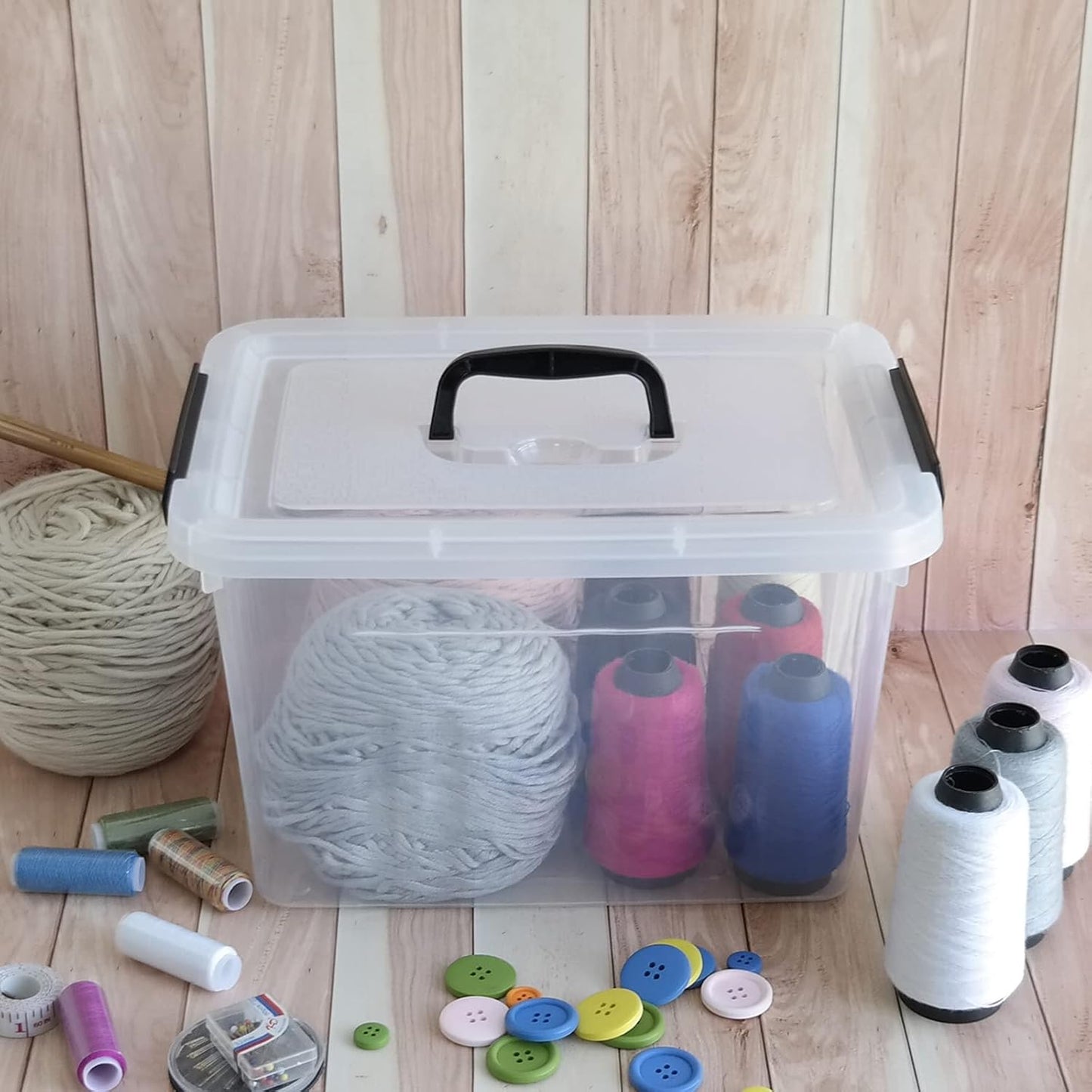 Zopnny 12 Quart Storage Latch Bins with Handles, Plastic Clear Storage Box with Lid, 6 Pack