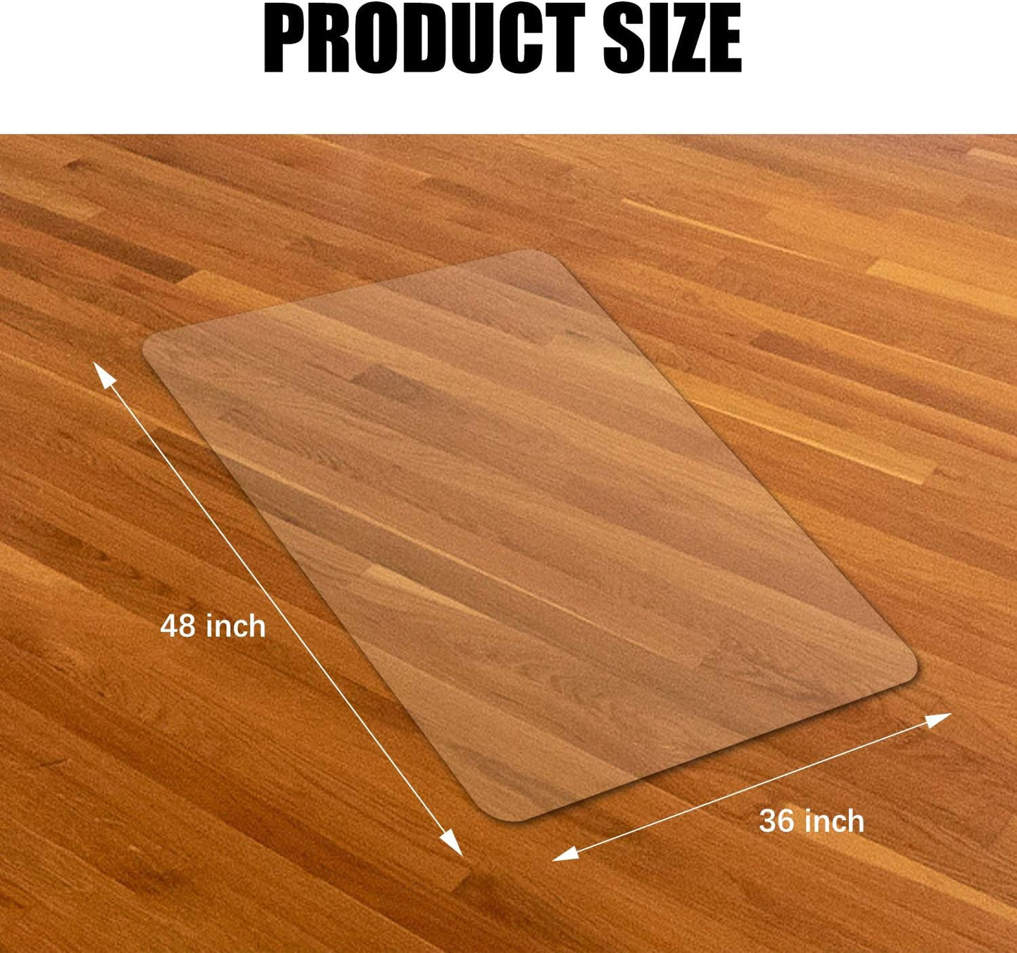 Kuyal Clear Chair Mat, Hard Floor Use, 48" x 36" Transparent Office Home Floor Protector mat Chairmats (48" x 36" Rectangle)