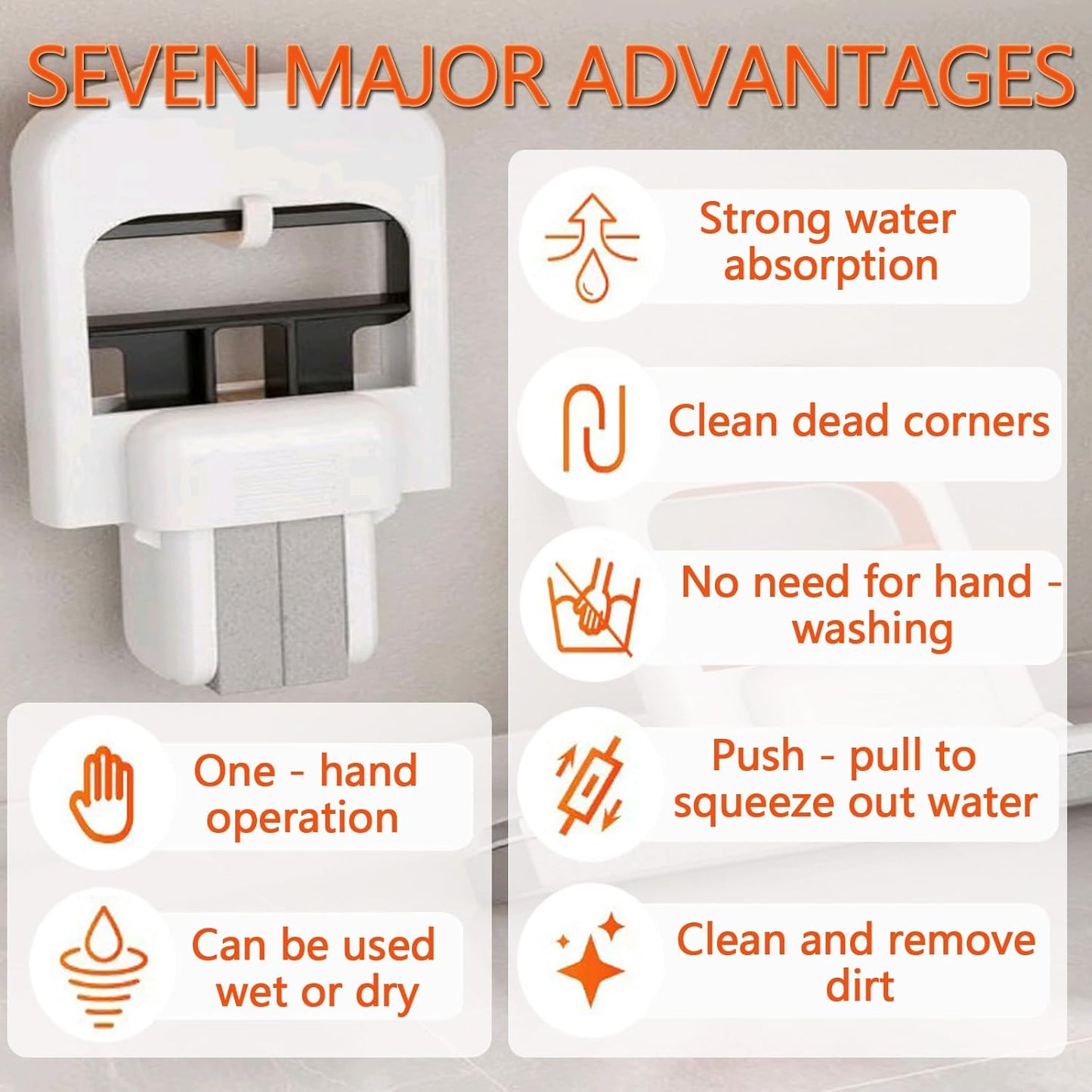 Mini Foldable Desktop Mop, Portable Cleaning Sponge Mop Self-Squeeze Sponge Cleaning Tool for Wet Dry Use on Kitchen Countertops Glass Bathroom Car (1 Pcs Gray)