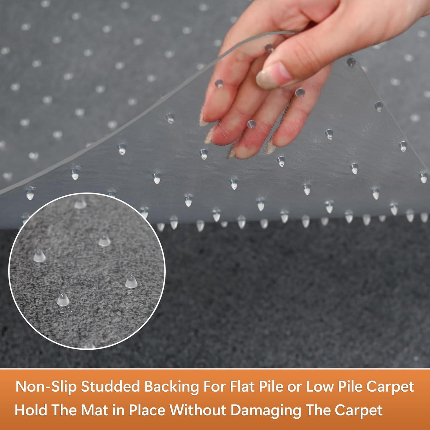 Office Chair Mat for Carpets - 45” x 53” Clear Carpet Chair Mats for Low Pile Carpeted Floors Home Office, Studded Floor Mat for Office Chair on Carpet