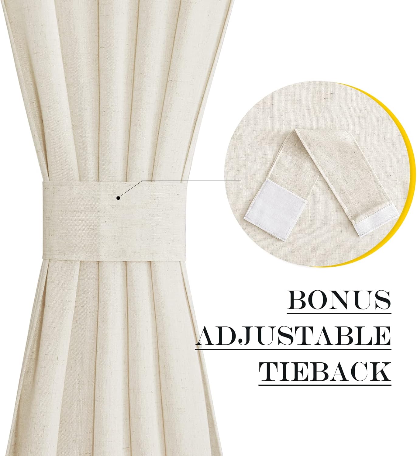 NICETOWN Natural French Door Curtain Farmhouse Style Light Filtering Curtain Panel Rod Pocket Linen Front Door Shade Sidelight Country for Glass, 26" W x 40" L, 1 Panel