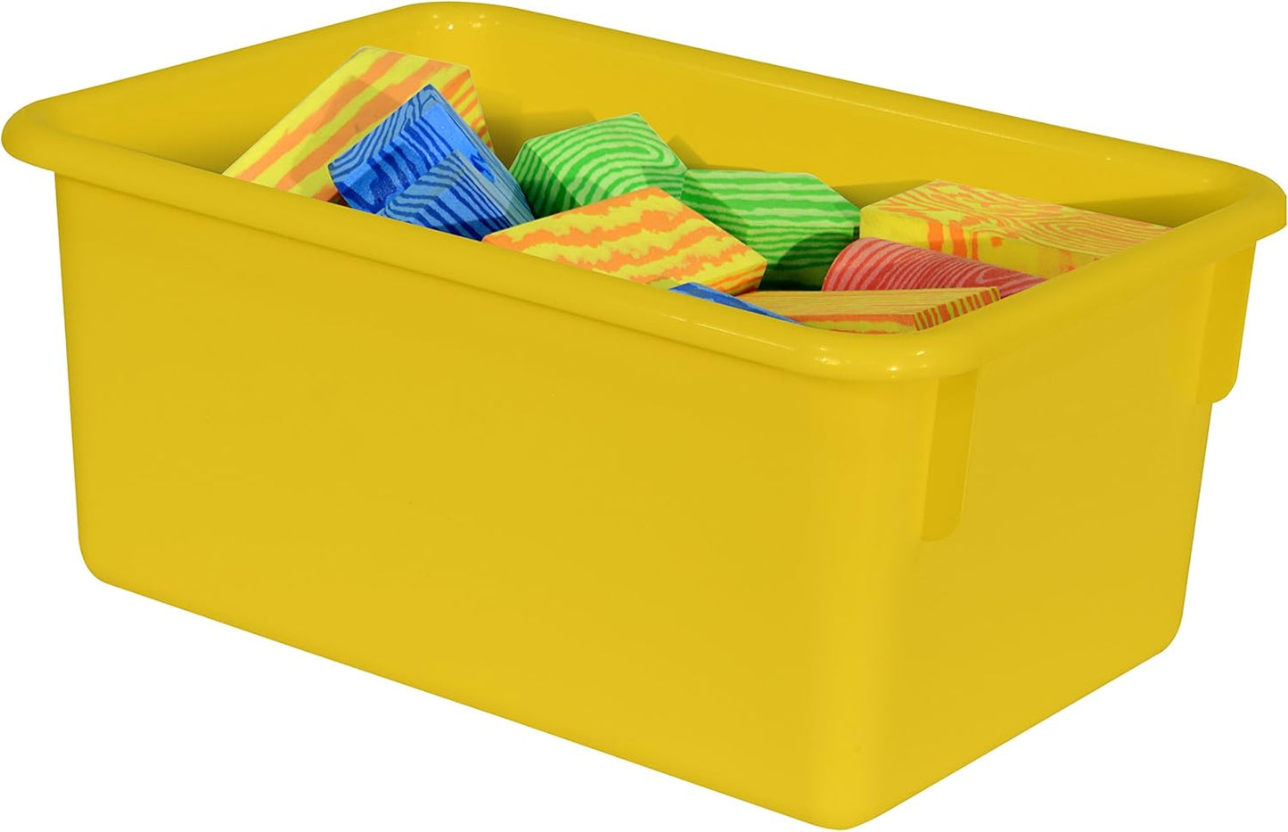 Wood Designs Cubby Storage Bin, Heavy Duty Plastic Containers for Kids Yellow Cubby Tray Set of 25