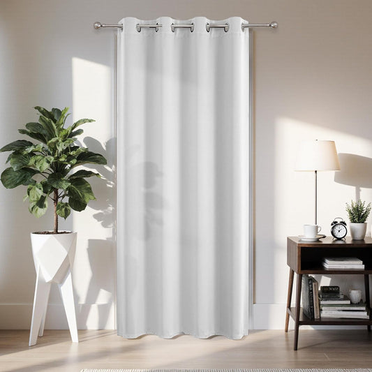 Joydeco Blackout Door Curtain for Doorway Privacy 84 Inches Long, Grommet Closet Curtain for Open Closet, Room Divider for Bedroom Living Room (Greyish White 52Wx84L, 1 Panel)