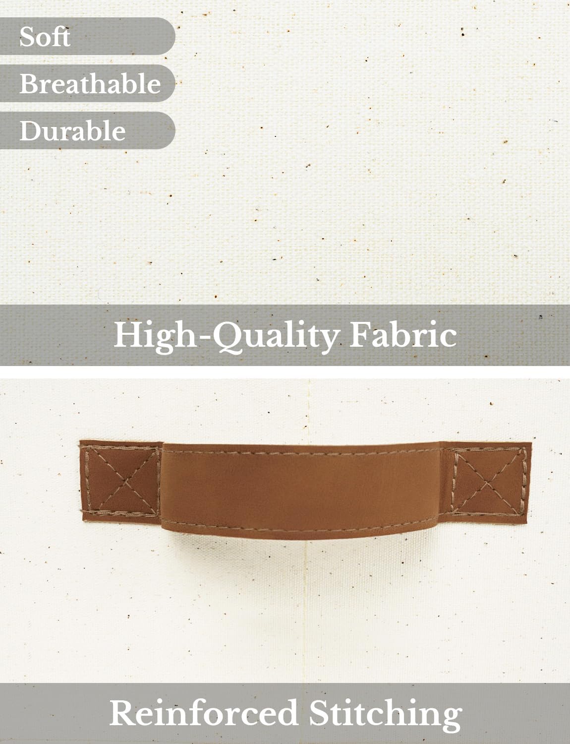 StorageWorks Closet Storage Bins, Trapezoid Organizer Box for Shelves, Fabric Clothes Bin, Foldable Organizing Baskets with Handles, Large, Ivory White, 3-Pack