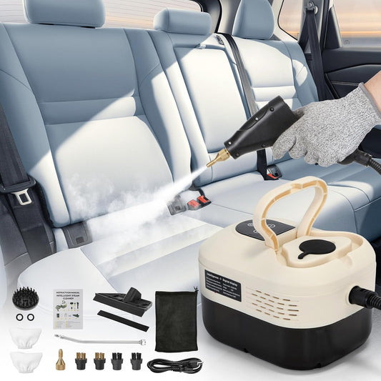 BEAMNOVA Car Steamer Steam Cleaner for Auto Detailing 1.2L (41oz) Water Container Handheld Steam Machine for Cleaning Portable High Pressure Multipurpose Steam Gun, Color Ivory