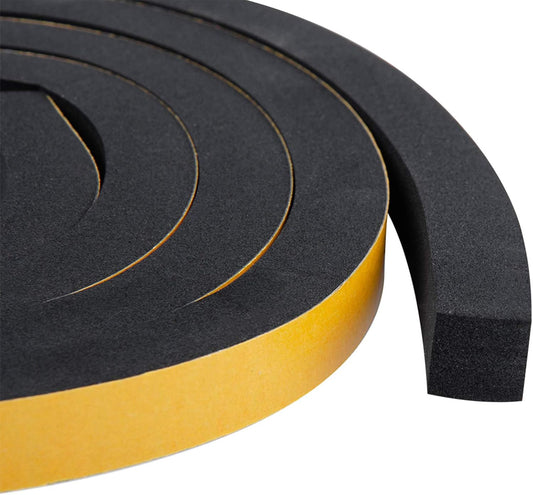 Windows Sealing Tape 2-Pack, 1/2 Inch Wide X 1/2 Inch Thick, Closed Cell Foam Adhesive Rubber Seal Strip (13 Feet Total, 6.5 Feet/Roll)