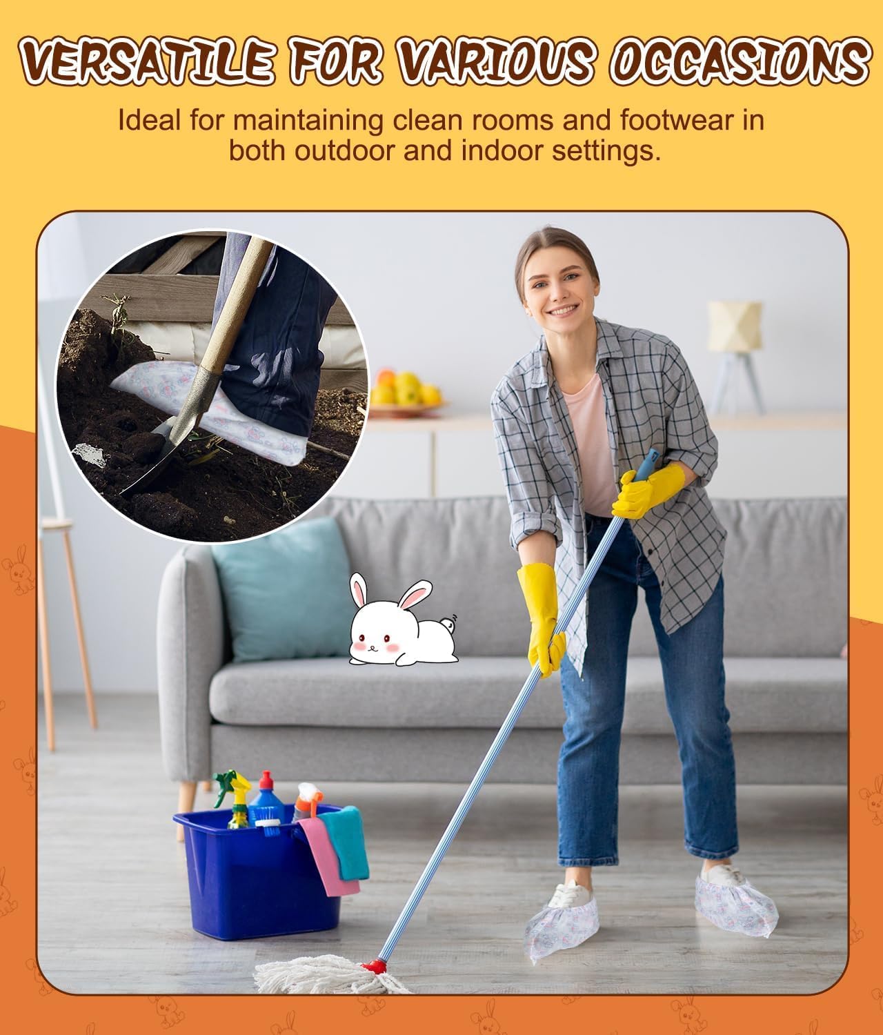 Disposable Shoe Covers 60 Pack - [Select: L/XL Size & Black/Gray/Cartoon] Non-Slip Boot Covers, Breathable Non-Woven Fabric, Fits up to Men's 13, Protect Floors for Home, Work, Parties