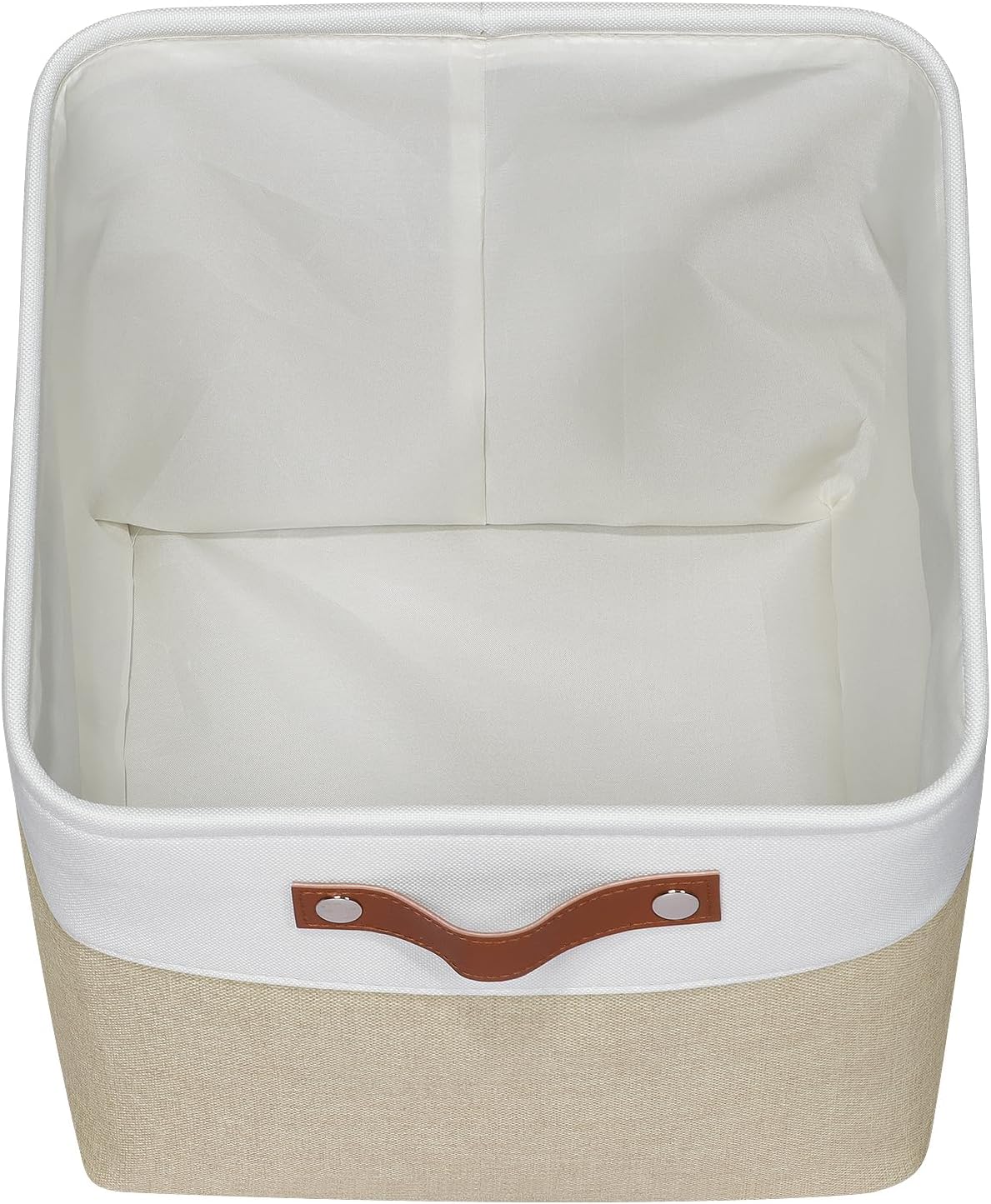 Univivi 12x12 Storage Cube Bins set of 4 Cube Organizer with Handles|Hard Bottom Fabric Closet Storage Organizer Baskets for Shelves (Khaki)