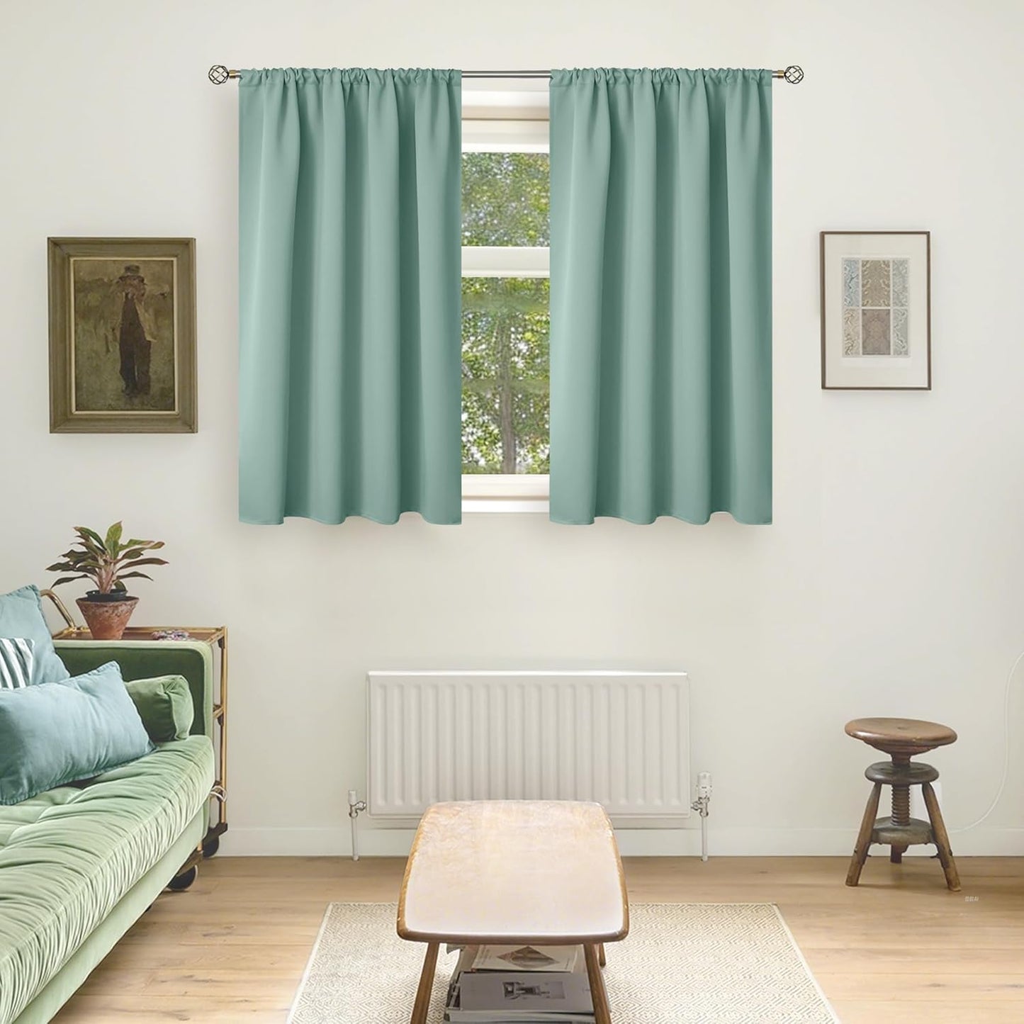BGment Sage Green Blackout Curtains for Bedroom 48 Inch Length - Thermal Insulated Drapes with Rod Pocket Darkening for Kitchen Bathroom Living Room Window, 42 x 48 Inch, 2 Panels