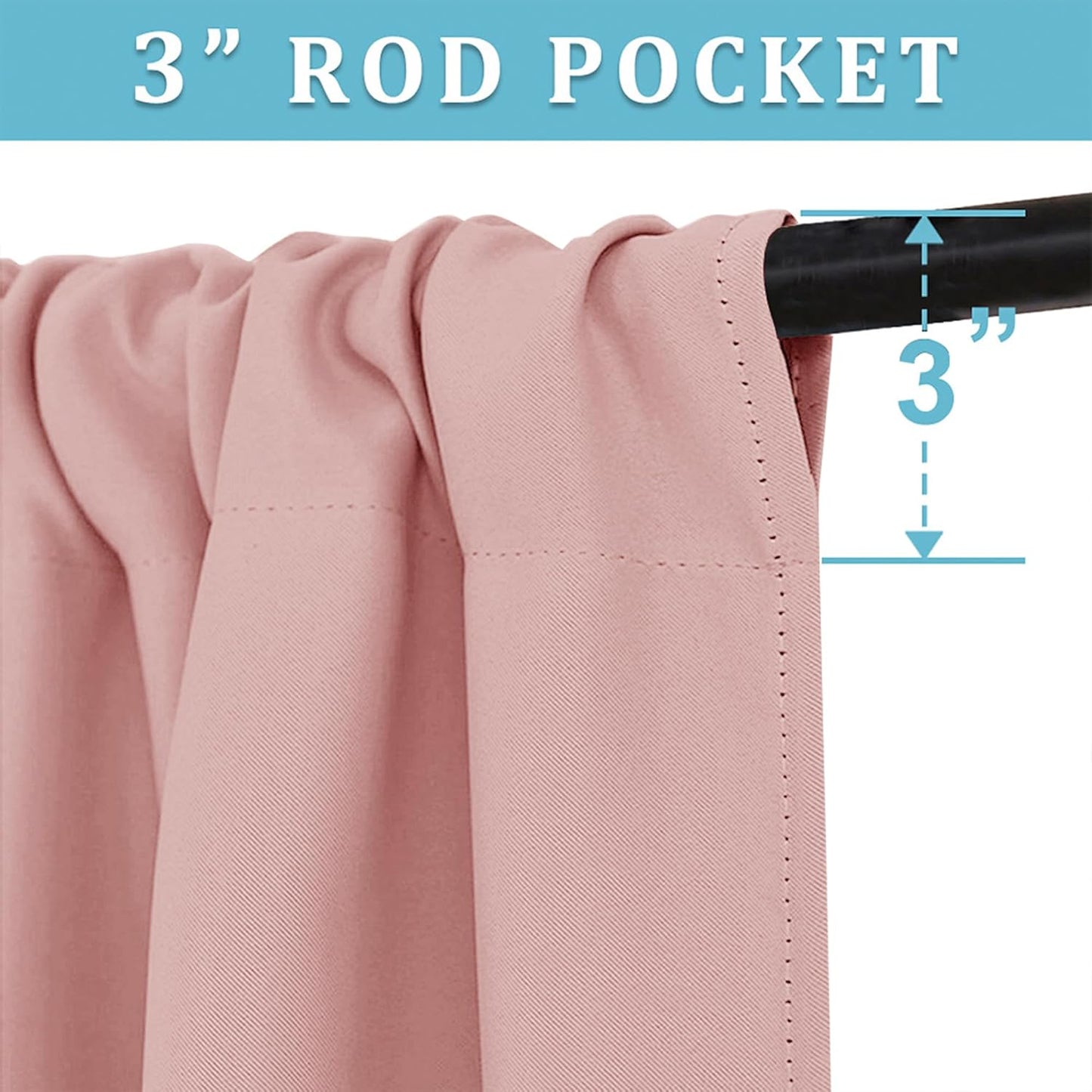 RYB HOME Small Curtains Blackout - Privacy Energy Efficiency Mini Curtains for Kids Bedroom RV Camper Windows Trailer Bathroom Kitchen Cabinet Window Tiers, W 29 x L 24, Peach Blush, 2 Panels