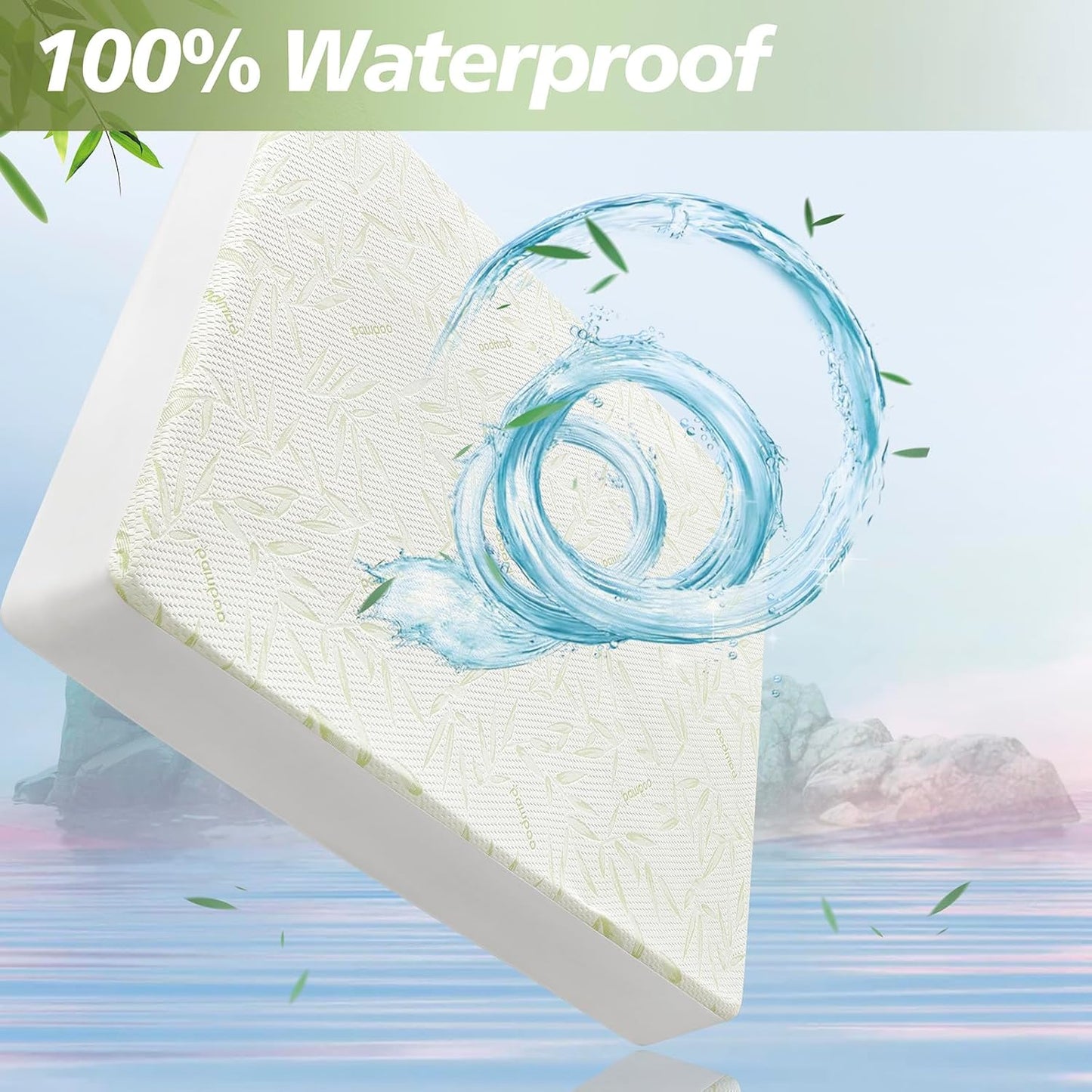 California King Mattress Protector Waterproof Mattress Pad Washable Bamboo Rayon Mattress Cover Breathable Noiseless Bed Protector 5" - 21'' Elastic Fitted Deep Pocket