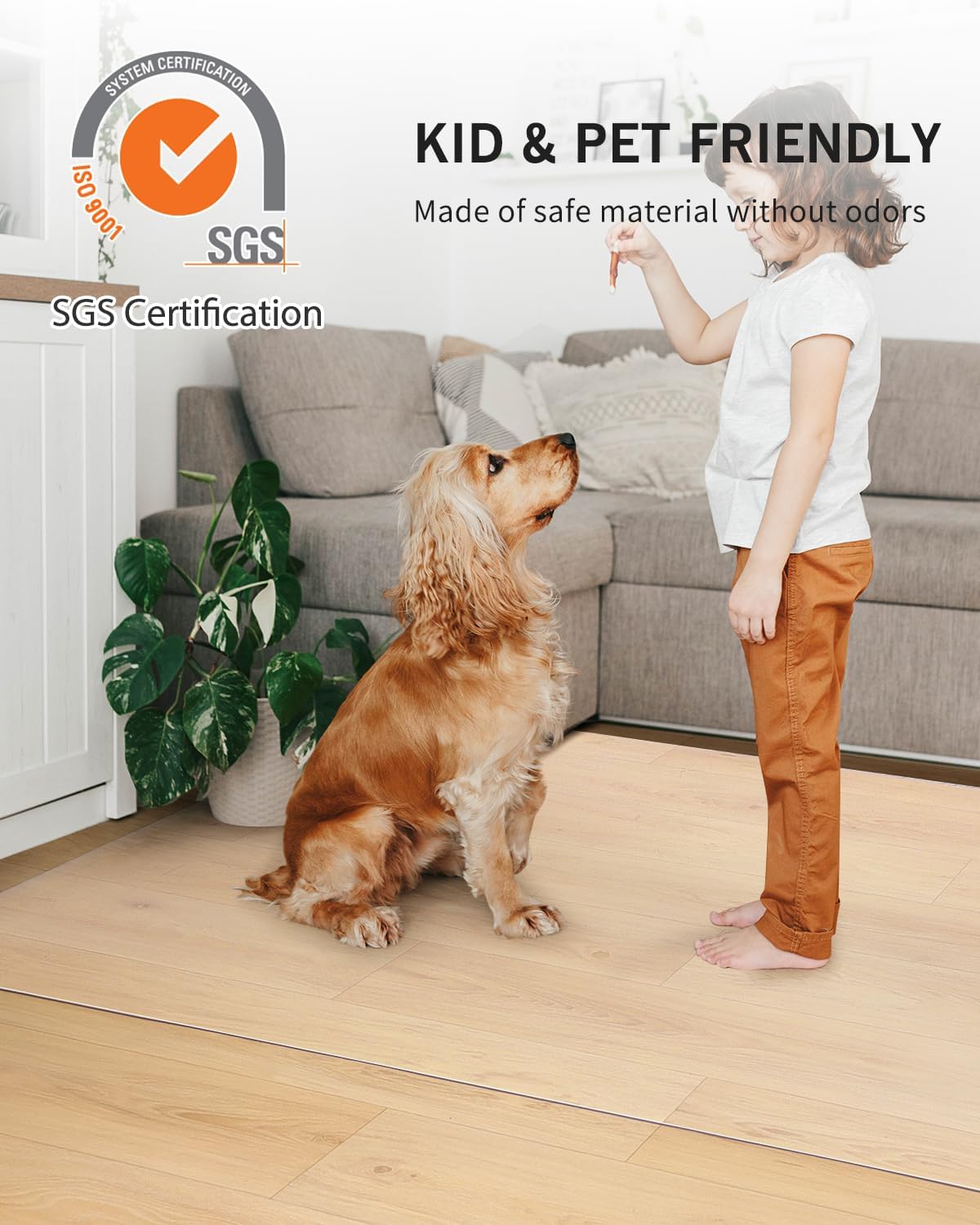 Area Mat for Hard Floors, 5'×7' Transparent PVC Area Rug for Home, Waterproof Durable Protector for Dining Room, Kitchen, Living Room, Large No-Slip Baby Play Mat for Floor, Pet Litter Pad