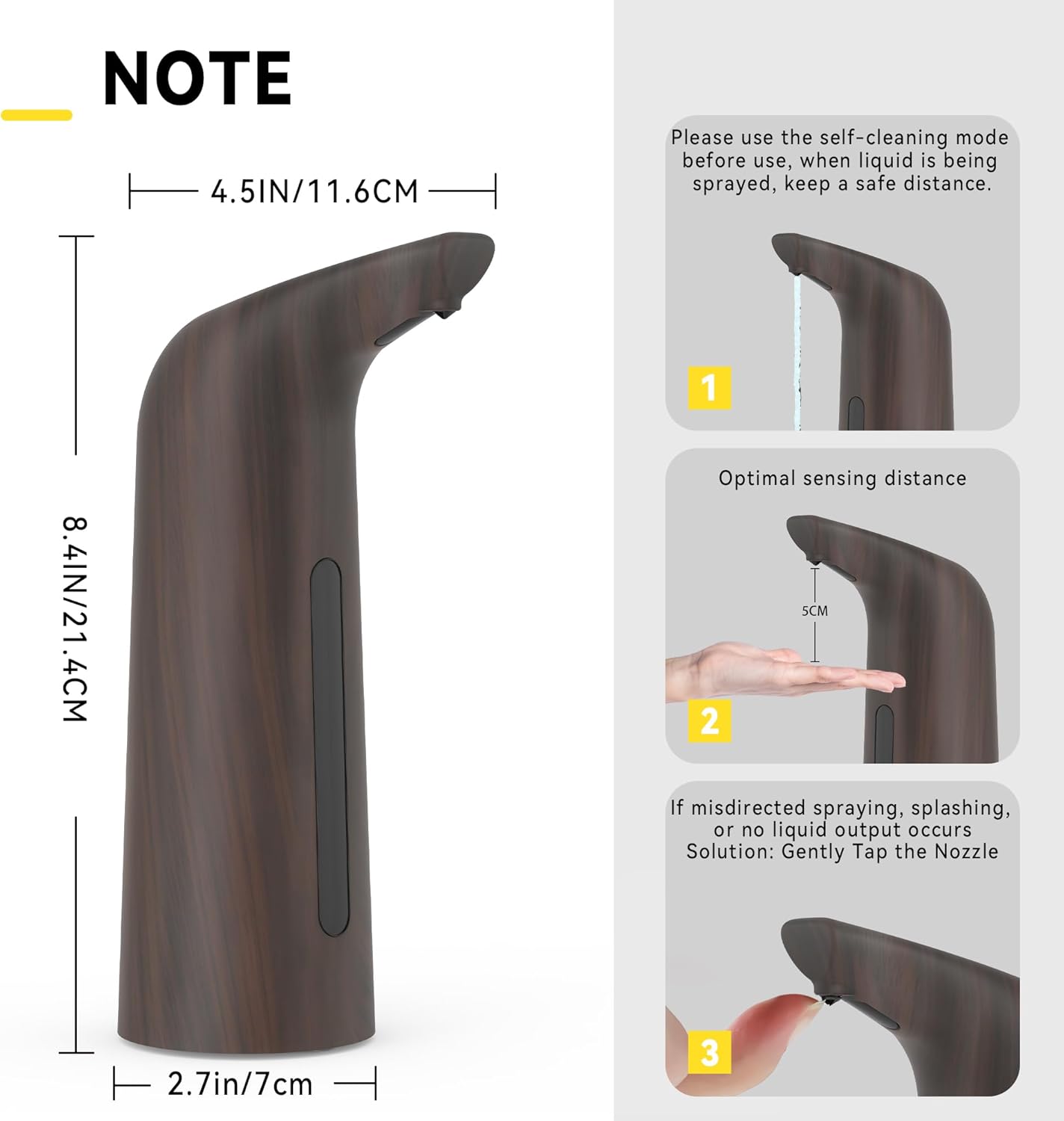 Automatic Soap Dispenser with Infrared Sensor - Adjustable 4-Level Touchless Hand Soap for Kitchen, Bathroom - Battery Operated Electric Dispenser, Durable Plastic, Smart Soap Holder