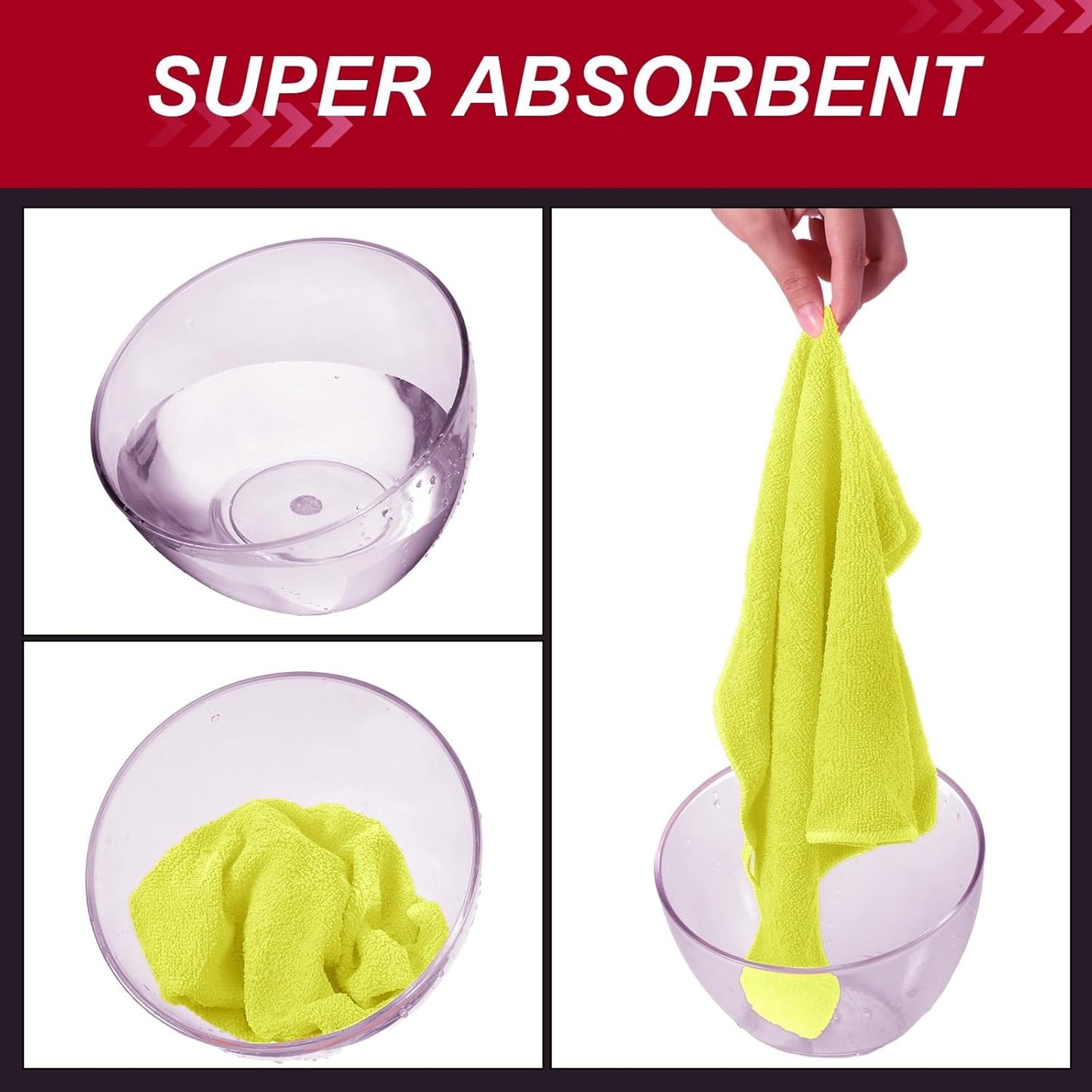 200 Pcs Microfiber Cleaning Cloth 16x16 Inch Microfiber Towels for Car Ultra Absorbent Cleaning Rags Reusable Lint Free Streak Free Detailing Towel for Car Washing Drying Dusting (Yellow)