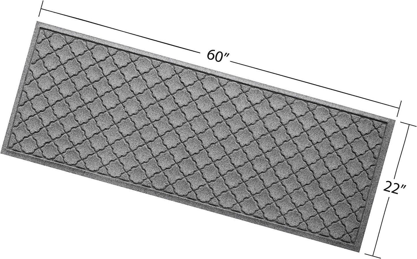 WaterHog Heavy Duty Runner Door Mat, 2' x 5', Made in USA, Durable & Skid-Resistant Entryway Mat, Water-Trapping, Indoor/Outdoor Decorative Floor Covering, Cordova Collection, Medium Grey