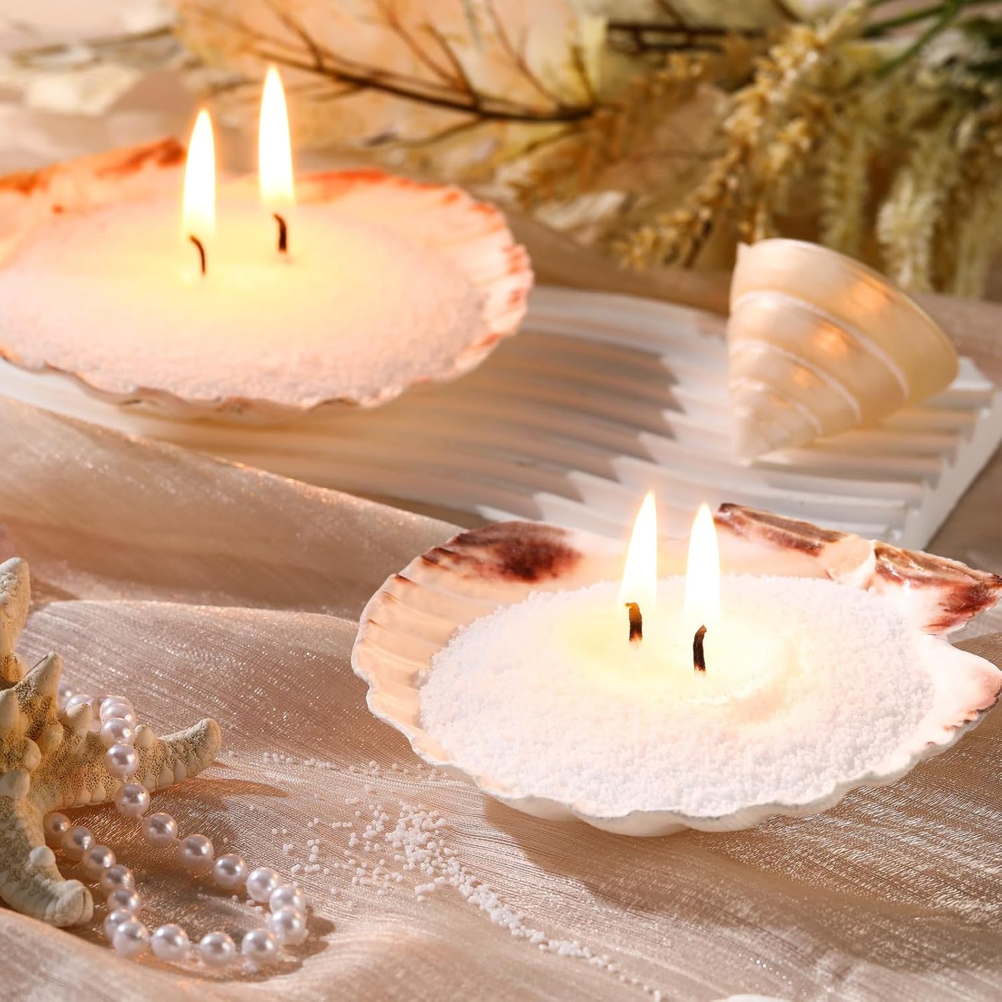 MTLEE Candle Sand 3.3 lb DIY Pearled Candle Making Kit Included 20 Pcs Wicks and Refillable Beaded Wax Sand Beaded Wax Gift with Wicks Self Extinguish for Home Wedding Party Women(White)