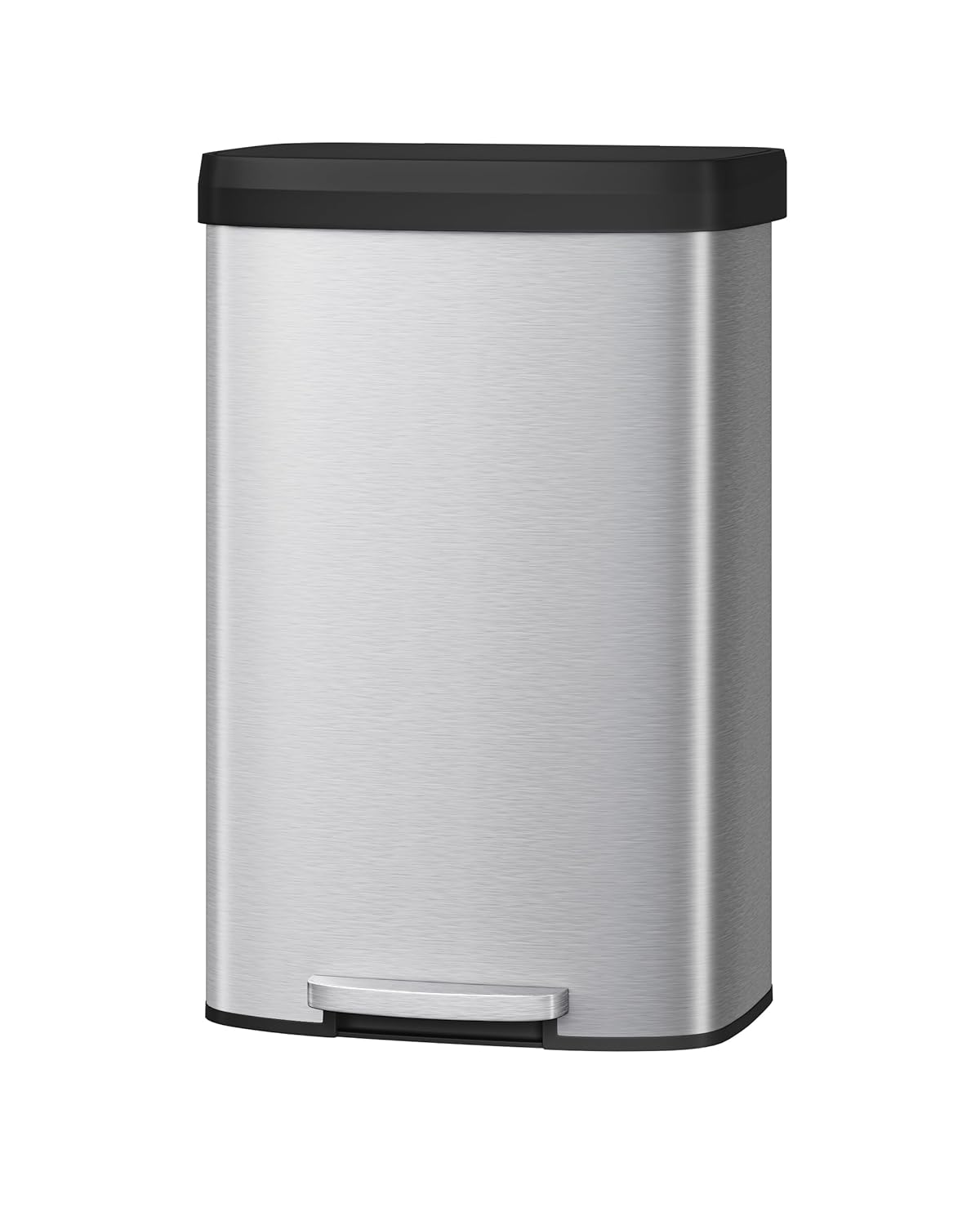 Garvee 21 Gallon / 80 Liter Stainless Steel Trash Can with Lid, Large Garbage Can for Kitchen, Rustproof Step-on Kitchen Metal Trash Bin with Liner Rim, Rear Handle, Soft Close Plastic Lid, Silver