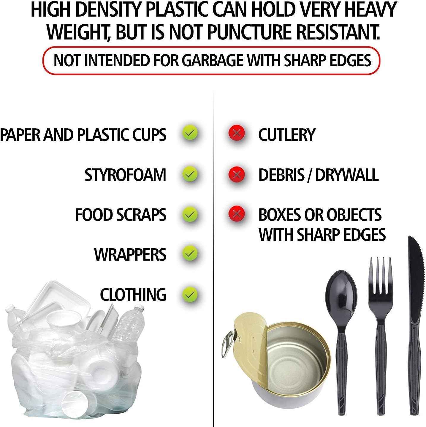 Aluf Plastics High Density Trash Bags, 30 Gallon, 2000 Count, 16 Micron (eq), 30" x 37", Clear, for Bathroom, Office, Industrial, Commercial, Janitorial, Municipal, Recycling