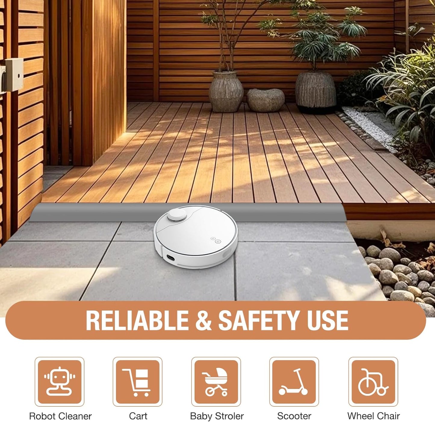 Floor Transition Strip Self Adhesive Vinyl Door Threshold for Doorways Carpet Edging Trim Overlap Edge Reducer for Laminate Floor, Carpet, Tile (Gray, 3/5" to 4/5", 3.3Ft)