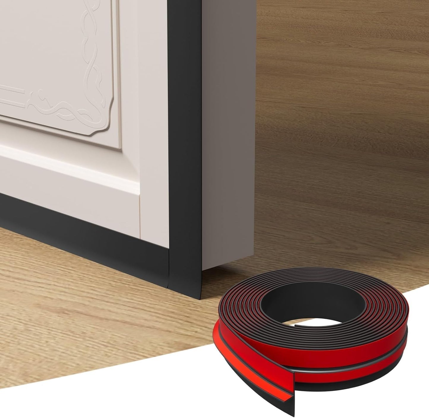 T-Shaped Door Draft Stopper, 1.97 in x 10 Ft Silicone Seal Strip for Windows Gaps, Weather Stripping Seal Strip Shower Sweep, Black