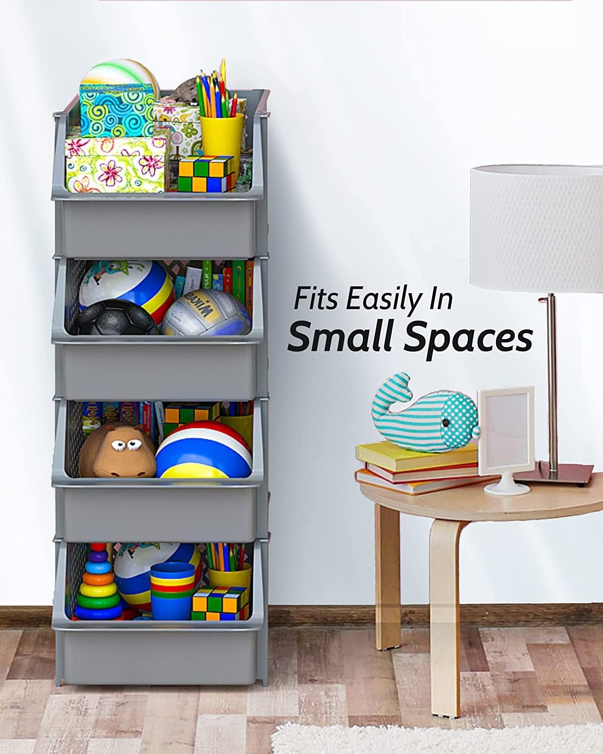 TidyFriend Plastic Stackable Bins for Pantry, 8 Pack Large Stacking Bins Open Front Kitchen, and Bathroom Organization, Open Front Design (Grey)