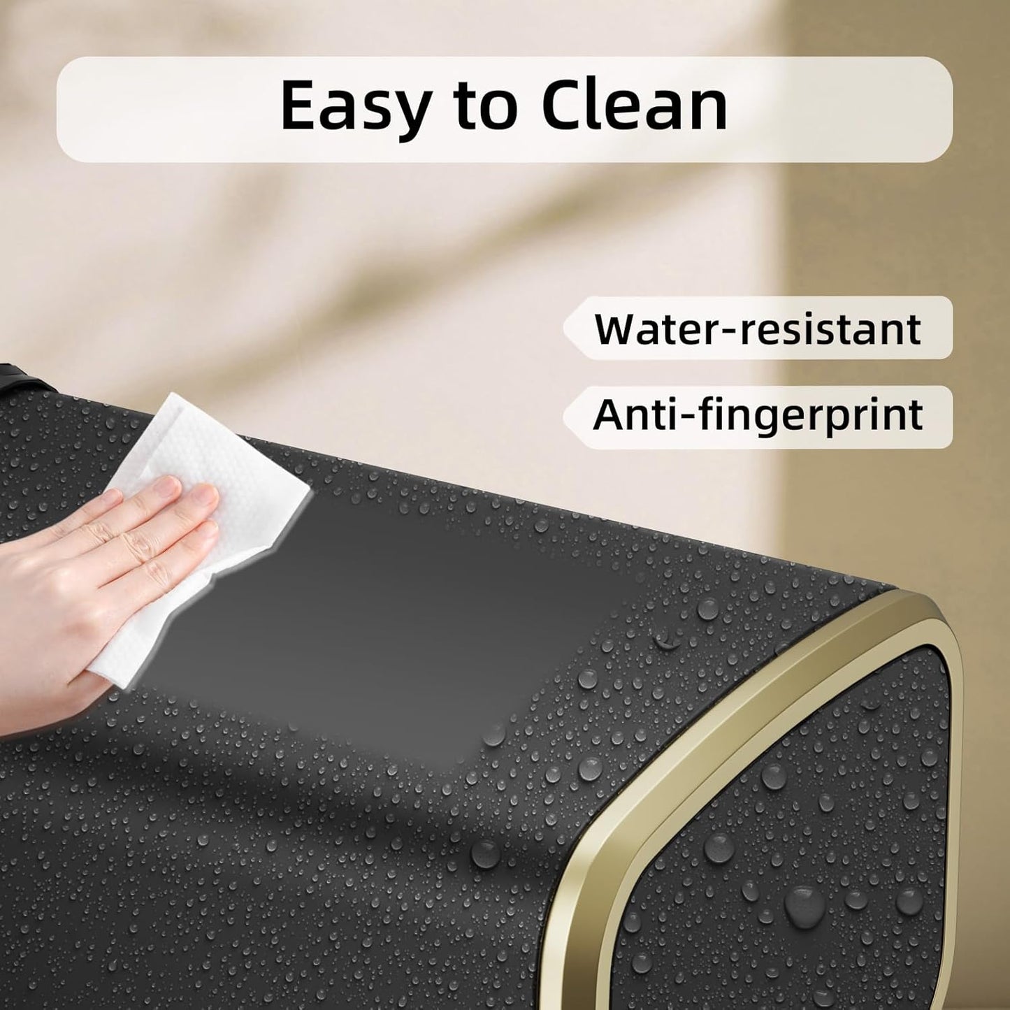 8L/2.1 Gallon Small Bathroom Trash Can with Lid, Swing-Top Rectangular Waste Bin, Stainless Steel Garbage Can for Home, Office, Toilet, Bedroom, Living-Room (Black)