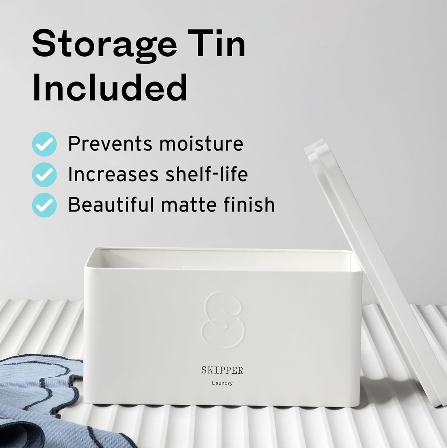 Skipper 50% LARGER Laundry Detergent Sheets Starter Kit (120 sheets / 240 loads) + Storage Tin - Orange Blossom