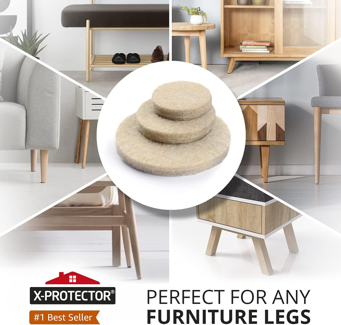 Felt Furniture Pads X-PROTECTOR 235 PCS Premium Furniture Pads - Felt Pads Furniture Feet Best Wood Floor Protectors - Protect Your Hardwood & Laminate Flooring!