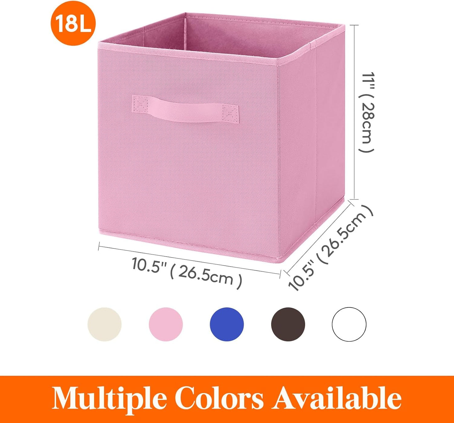 Lifewit 12 Packs Storage Cubes, 11 Inch Cube Storage Bins, Foldable Decorative Fabric Storage Baskets for Organizing Home Organizers with Handles for Shelves, Closet,Pink