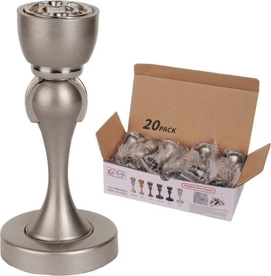 Magnetic Door Stop, Stainless Steel, Magnetic Door Catch, Door Holder, Door Stops, Wall Mounted, Floor Mounted, Door Banging Prevention (Large x 20pack, Satin Nickel)