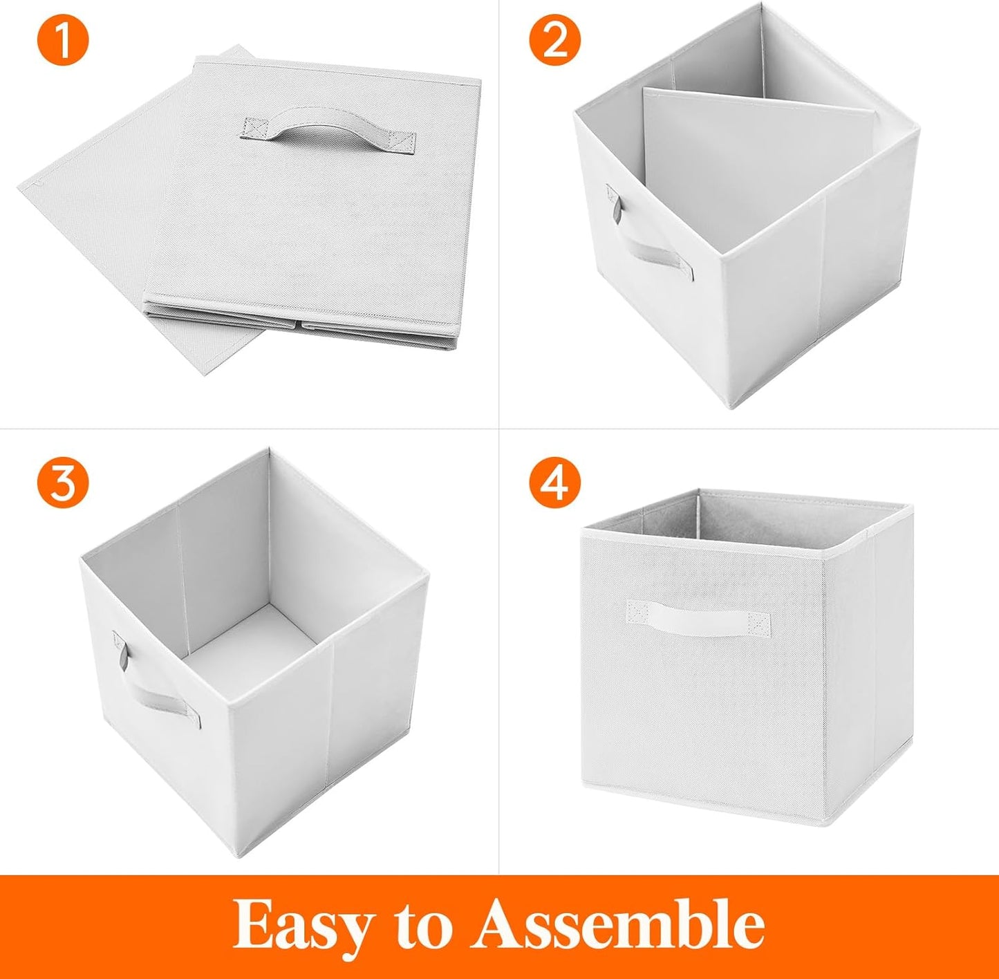 Lifewit 12 Packs Storage Cubes, 11 Inch Cube Storage Bins, Foldable Decorative Fabric Storage Baskets for Organizing Home Organizers with Handles for Shelves, Closet, White