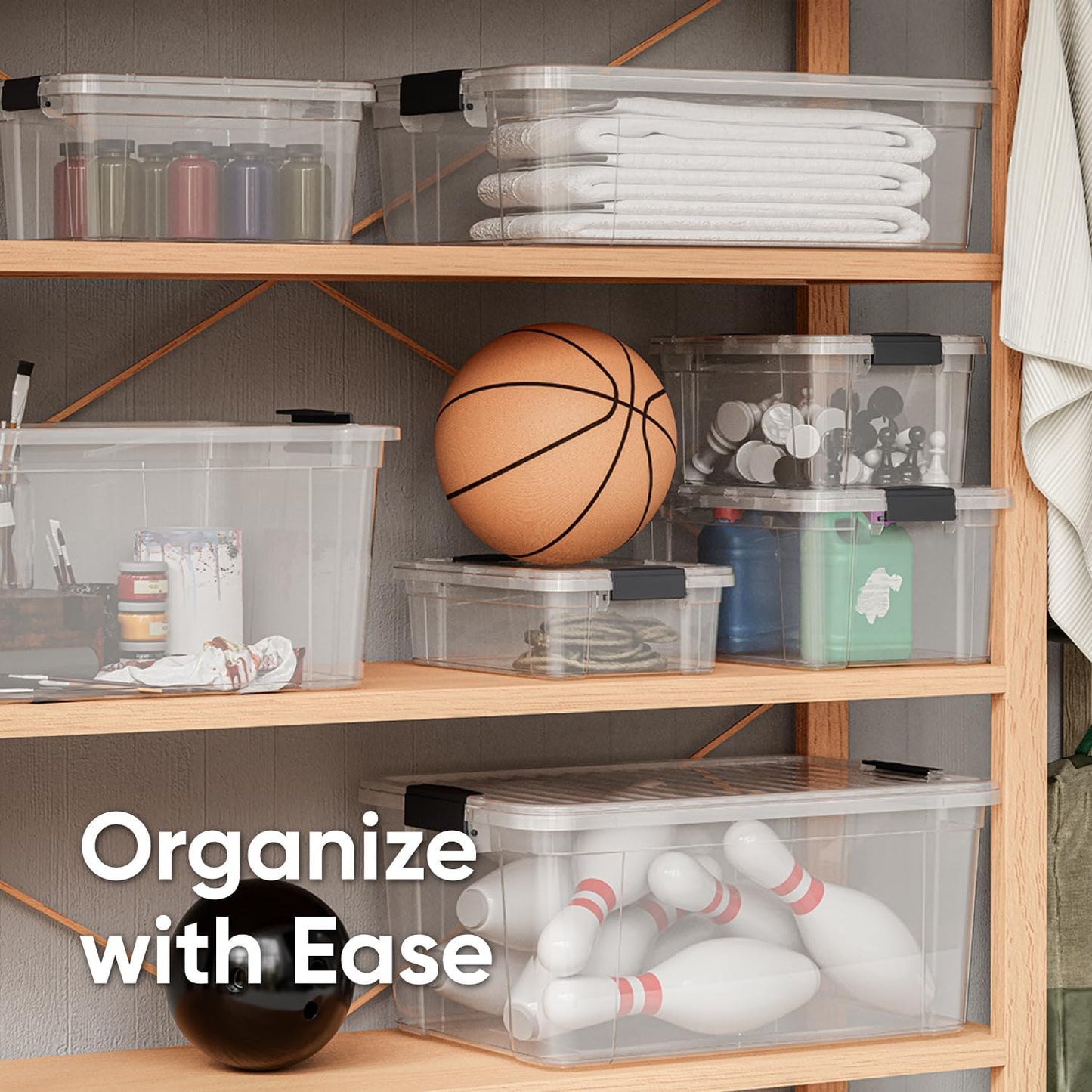 Superio Clear Storage Boxes with Lids, 4.5 Quart Plastic Container Bins for Organizing, Stackable Crates, BPA Free, Non Toxic, Odor Free, Organizers for Home, Office, School, and Dorm, 2 Pack