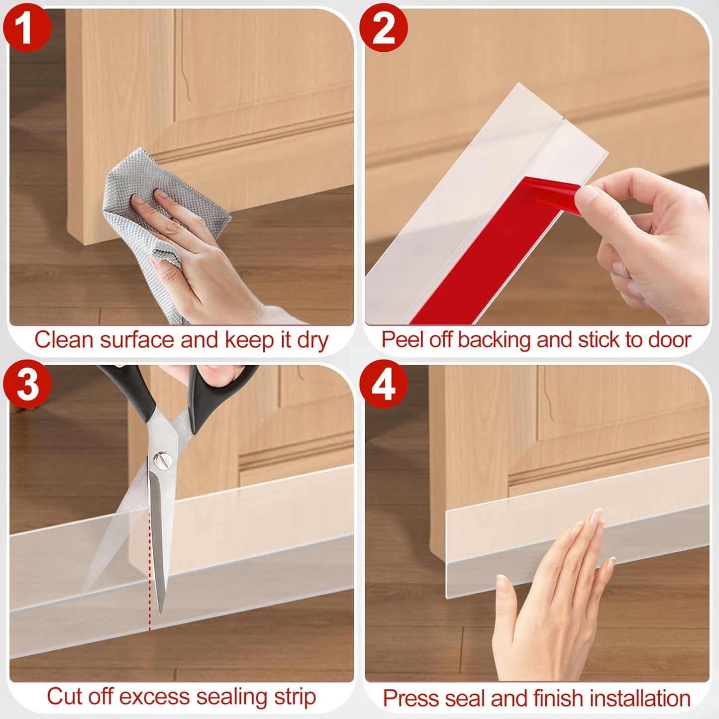 MYFAMIREA Door Weather Stripping 2IN (W) x 10FT (L) Door Draft Stopper Seal Tape Silicone Seal Strip Self Adhesive Shower Sweep Insulation Tape Side Bottom Strip for Sliding Glass Window Gap, Clear