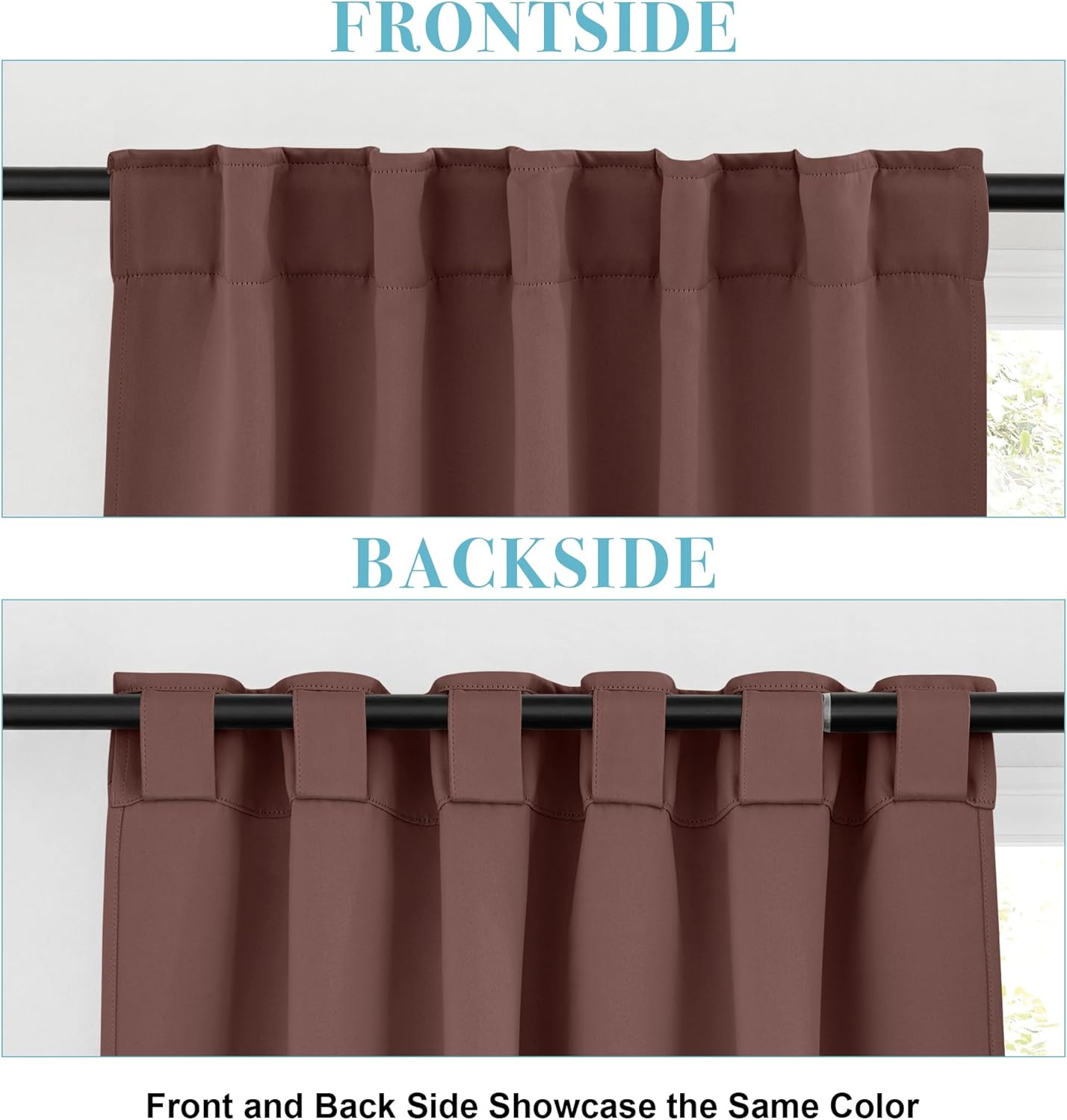 RYB HOME Blackout Curtains for Bedroom, Windows Shades Thermal Insulating Privacy Drapes for Living Room Classroom Bathroom Dining, Wide 42 x Long 45 inch, Chocolate Brown, 2 Panels