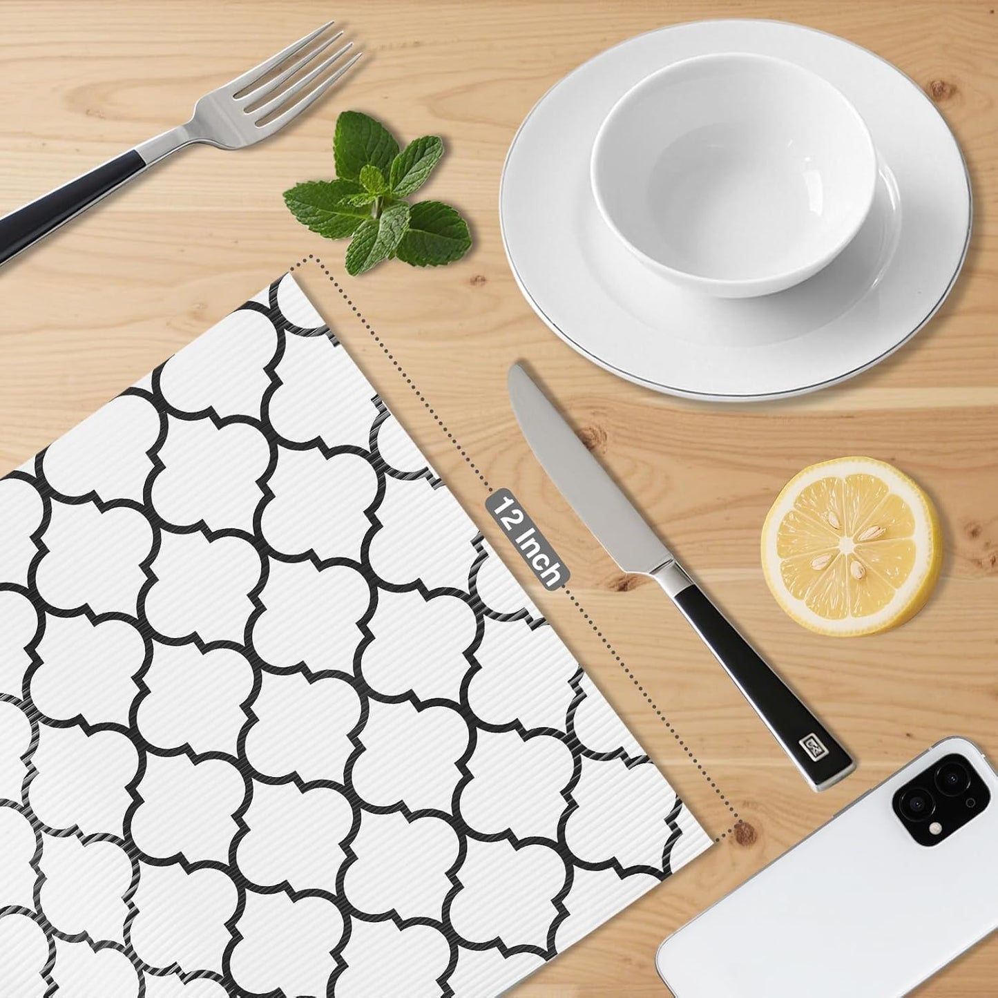 Glotoch 2 Rolls Non Adhesive Shelf Liners for Kitchen Cabinets, Waterprrof Drawer Liners for Kitchen, Non Slip Cabinet Liners for Shelves/Dresser/Fridge/Bathroom, 12" x 20 FT, White