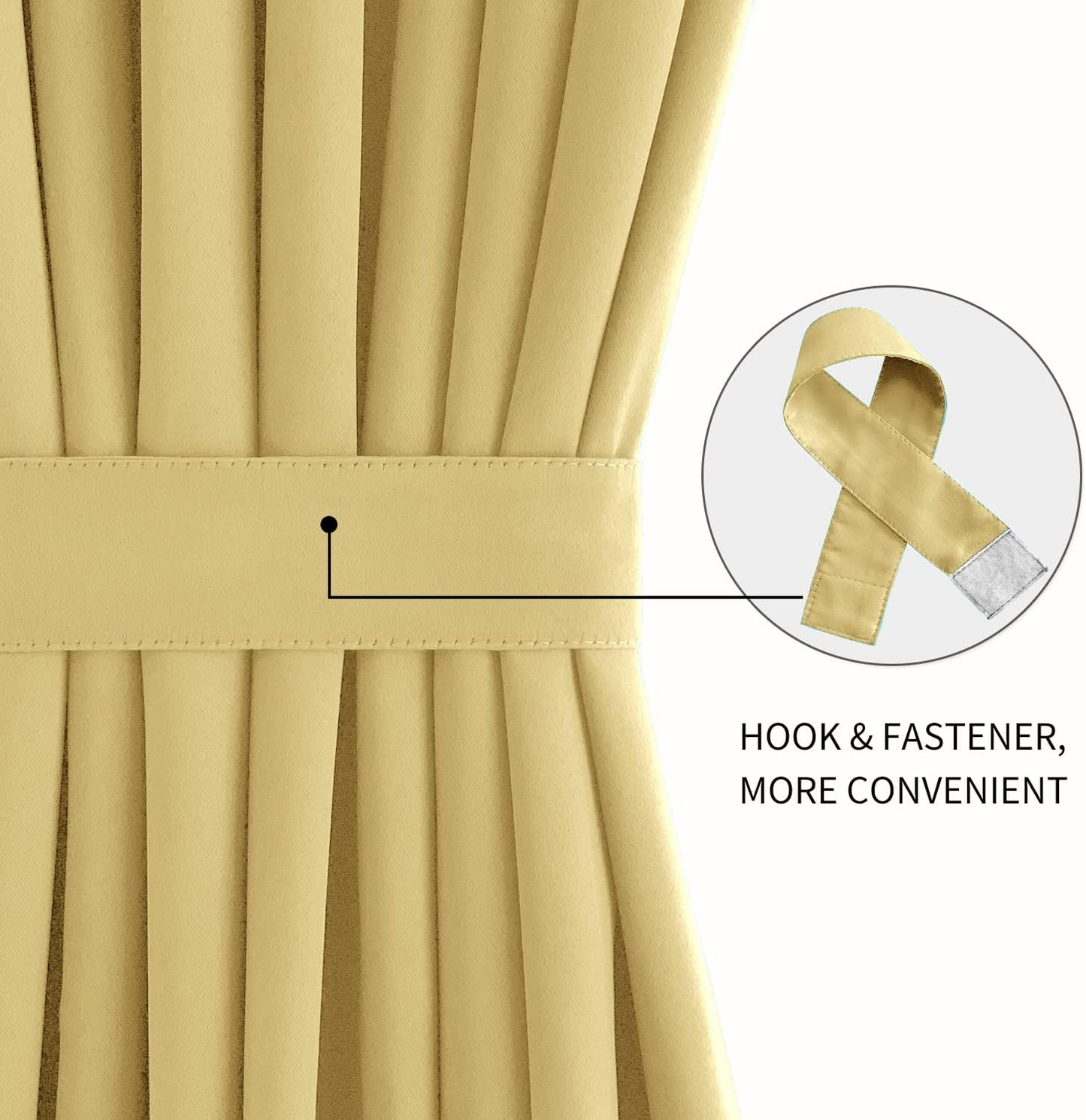 DWCN French Door Curtains – Rod Pocket Thermal Blackout Curtain for Doors with Glass Window, Kitchen and Patio Doors for Privacy, 36 X 72 Inches Long, 1 Curtain Panel with Tieback,Light Yellow