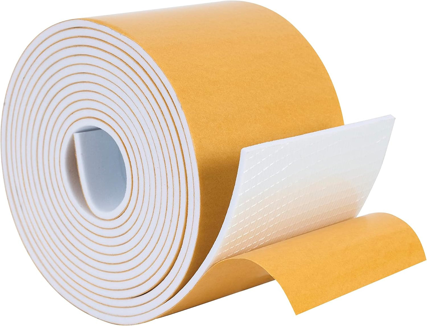 High Density Foam Weather Stripping Door Seal Strip Insulation Tape Roll for Insulating Door Frame, Window, Air Conditioner | Self Adhesive Sealing Weatherstrip (3 in x 1/8 in x 10 Ft, White)