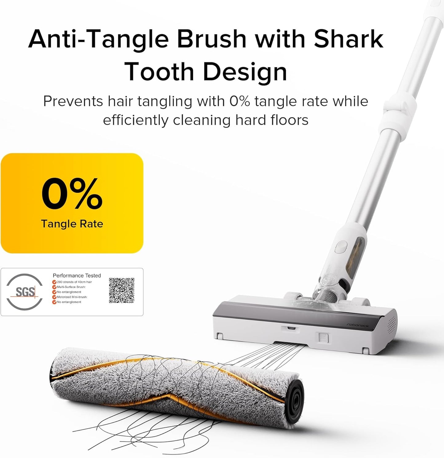 roborock H60 Cordless Stick Vacuum Cleaner, 115AW Suction Power, 60-Min Runtime, 90° Bendable Tube, Dust-Revealing LED, Anti-Tangle Cordless Vacuum Cleaners for Home, Carpets, Hard Floors & Pet Hair