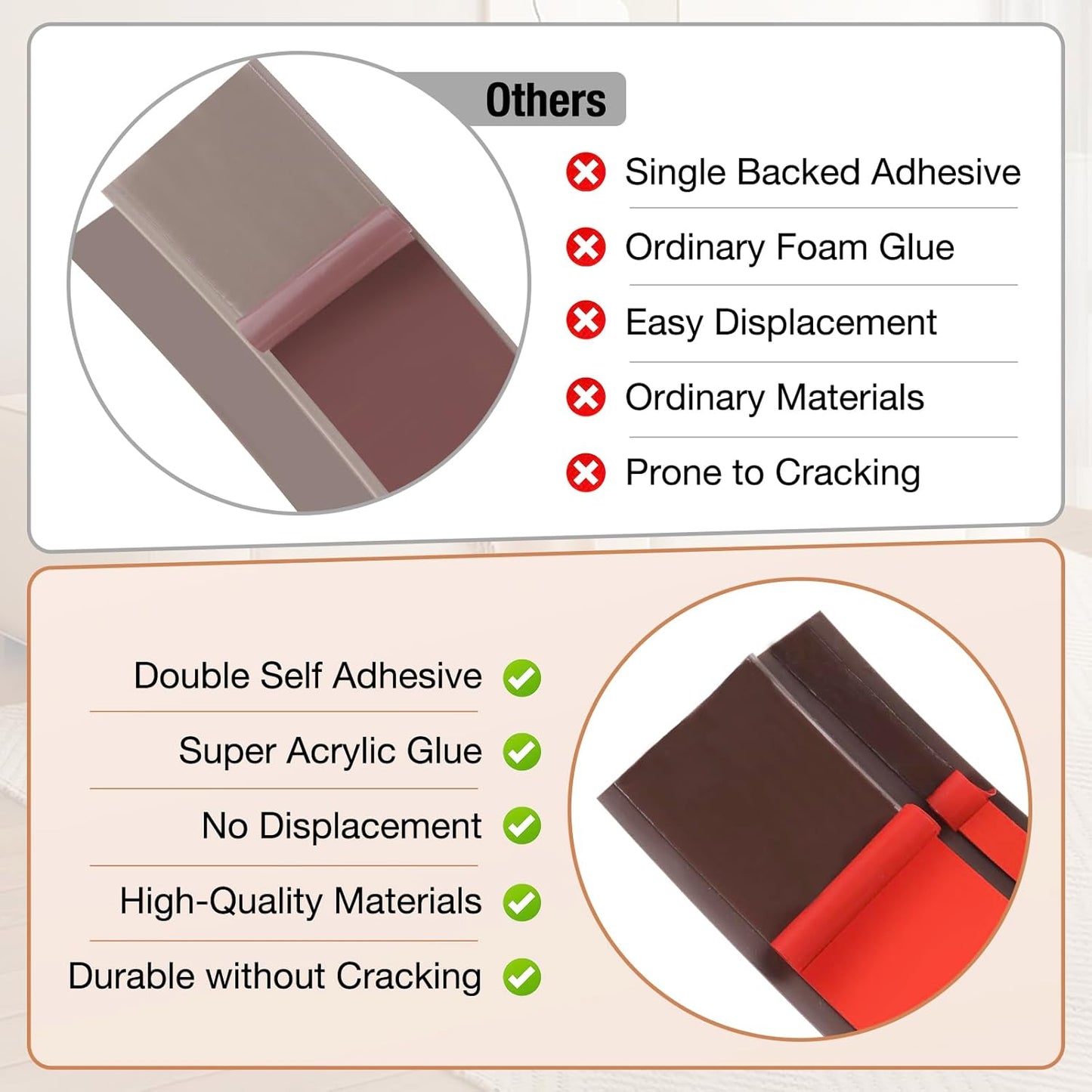 Floor Transition Strip Self Adhesive Vinyl Door Threshold for Doorways Carpet Edging Trim Overlap Edge Reducer for Laminate Floor, Carpet, Tile (Deep Brown Wood Grain, 1/5" to 2/5", 6.6Ft)