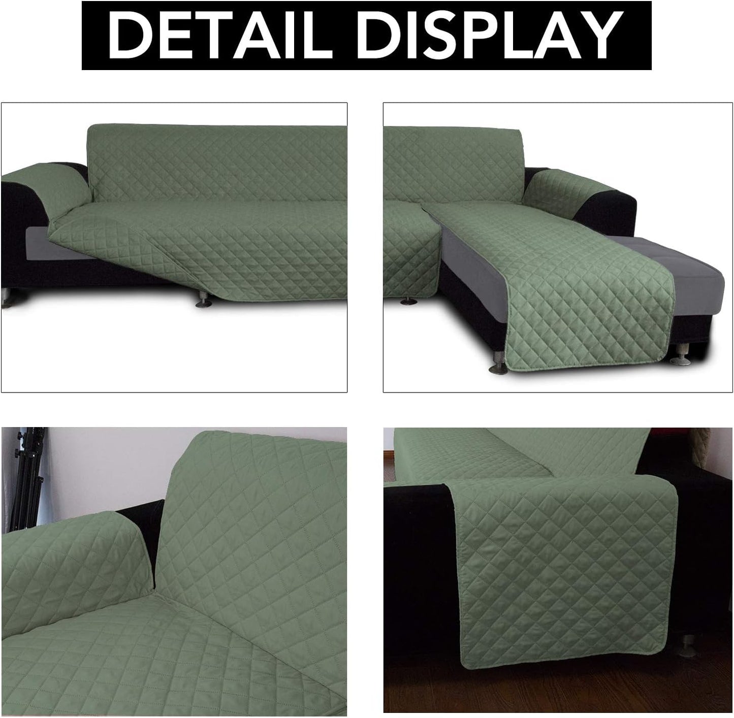 Easy-Going Sofa Slipcover L Shape Sofa Cover Sectional Couch Cover Furniture Protector Mat for Pets Dog Cat (X-Large,Greyish Green/Greyish Green)