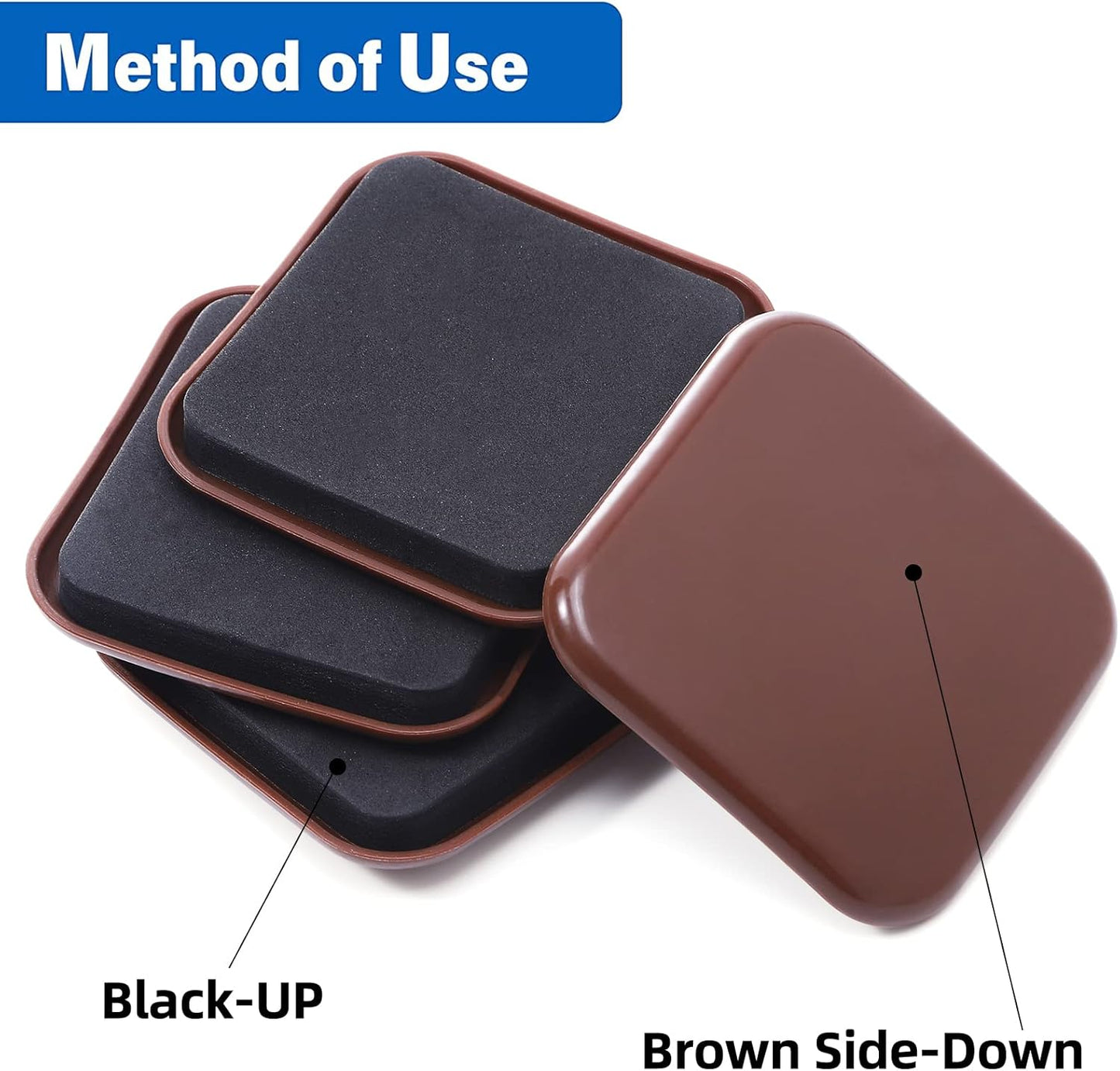 Furniture Sliders, 12pcs 3 inch Square Furniture Moving Kits Carpet Sliders for Moving Furniture, Heavy Duty Furniture Movers - Protect The Carpet Surface, Easily Move Any Items