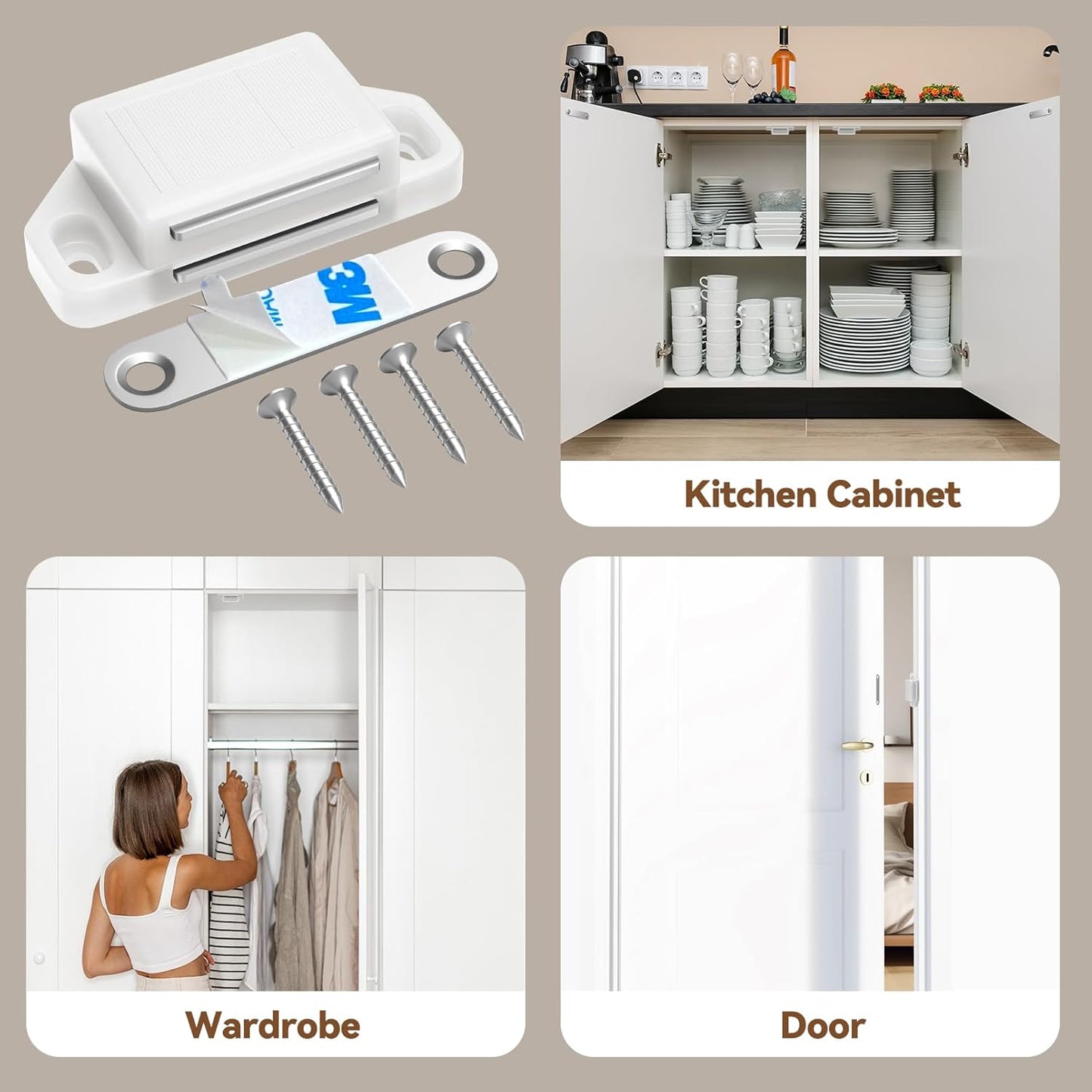 Cabinet Magnetic Catch Door Latch 30LB for Kitchen Drawer Magnets to Stay Closed Magnetic Catch Closet for Drawer（White 18 Pack）