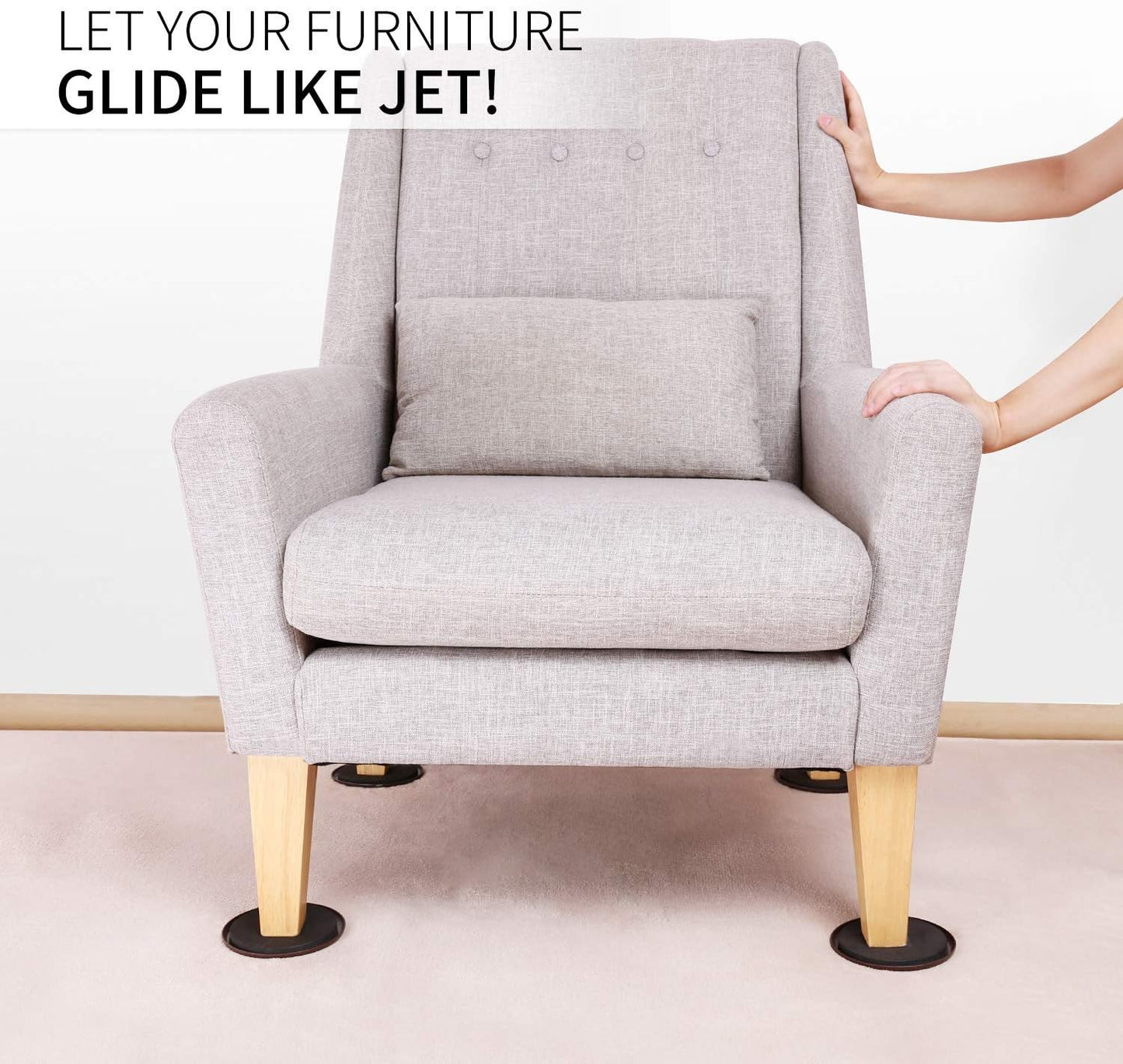 Ezprotekt 3 1/2 inch Furniture Moving Sliders for Carpet, 16 Pcs Round Reusable Furniture Movers Pads for Heavy Table Desk Bed Sofa Fridge Couch Cabinet, Move Furniture Easily & Safely! (Brown)