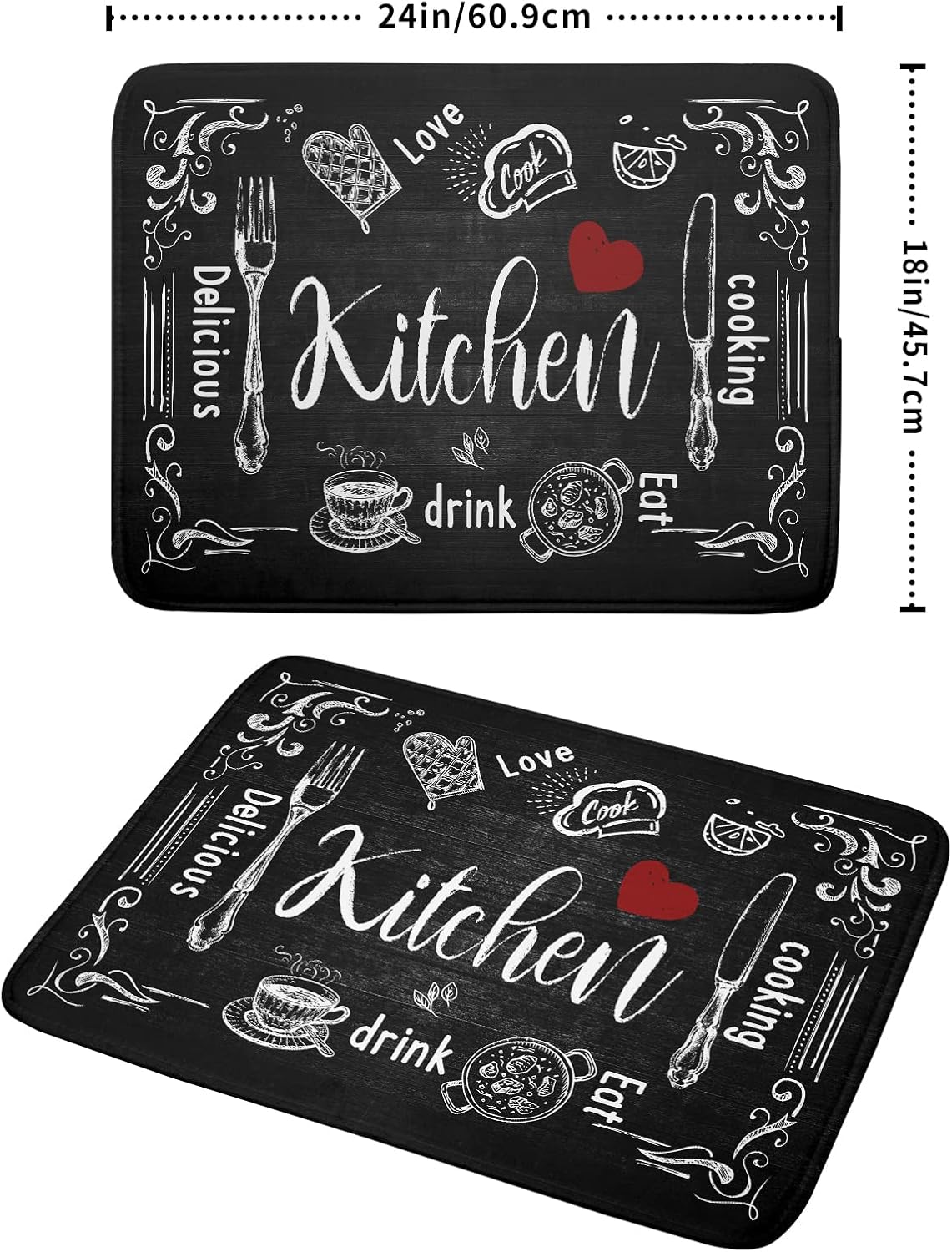 Black Coffee Bar Dish Drying Mats for Kitchen Counter 18x24 Inch, Kitchen Drying Mat, Kitchen Coffee Bar Dishes Pad Dish Drainer Rack Mats Absorbent Fast Dry Kitchen Accessories